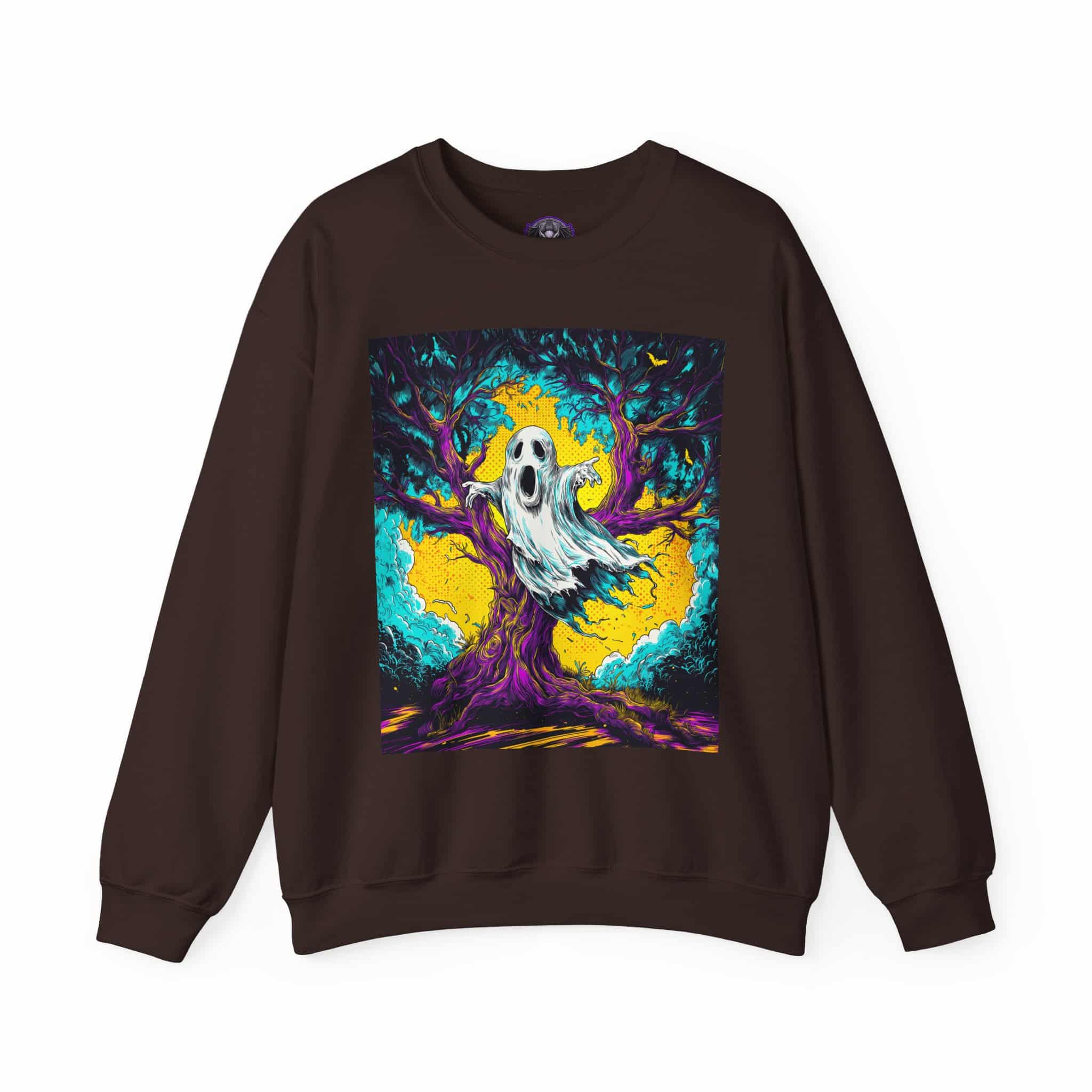 Ghost & Spooky Tree Pop 60’s Art Style Unisex Heavy Blend™ Crewneck Sweatshirt - Image 17