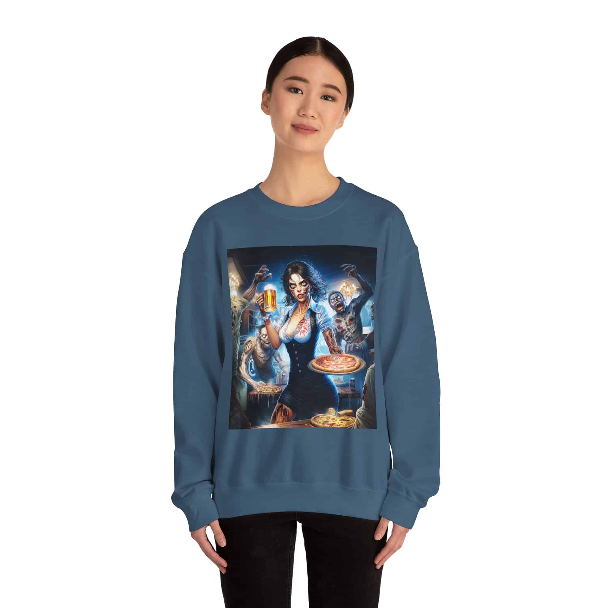 Zombies In Everyday Life Waitress 2025-03 Unisex Heavy Blend™ Crewneck Sweatshirt - Image 32