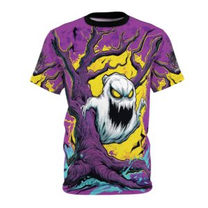 Ghost & Spooky Tree II Pop 60’s Art Style Unisex Cut & Sew Tee (AOP) Halloween