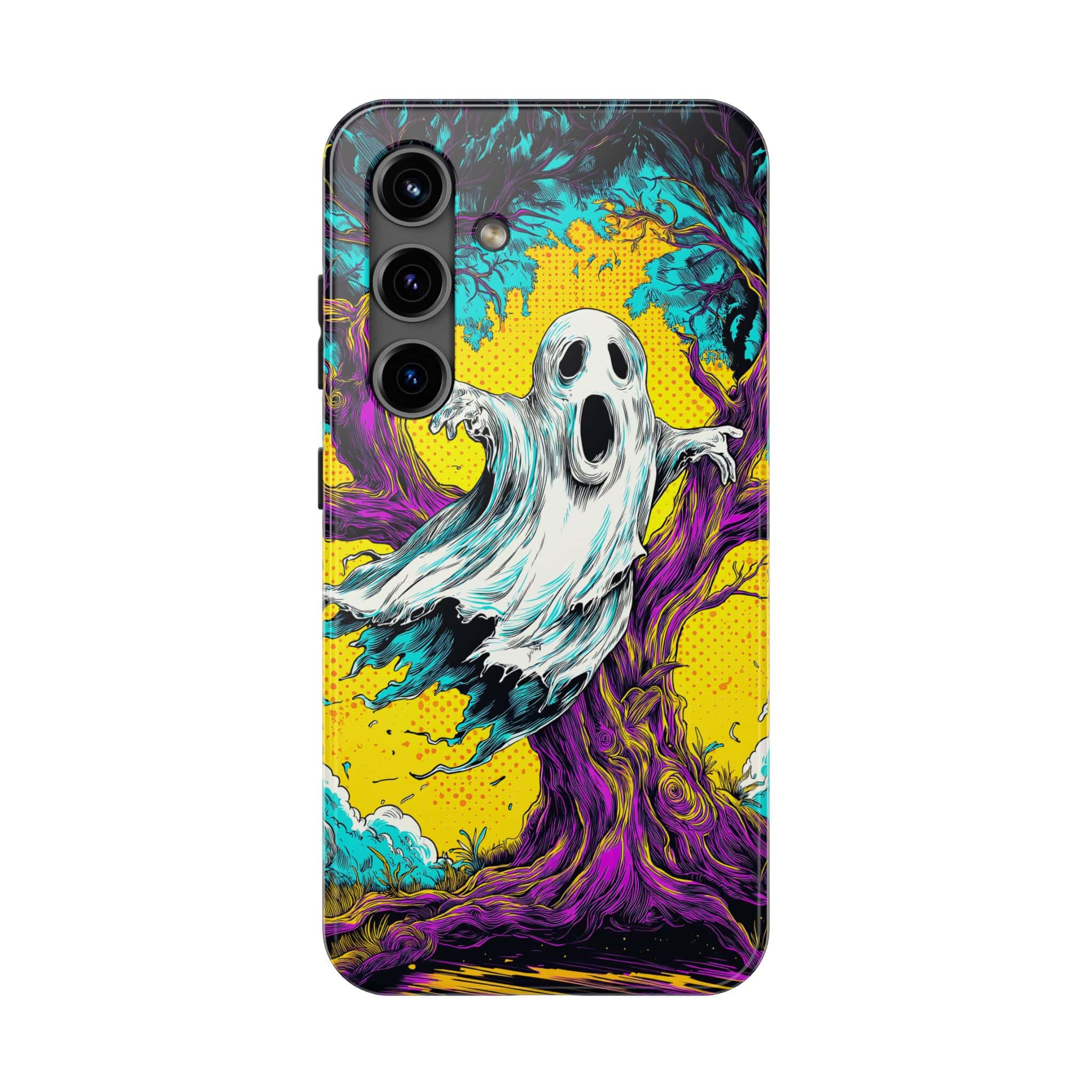 Ghost & Spooky Tree Pop 60’s Art Style Samsung S21, S22, S23, & S24 Tough Phone Cases