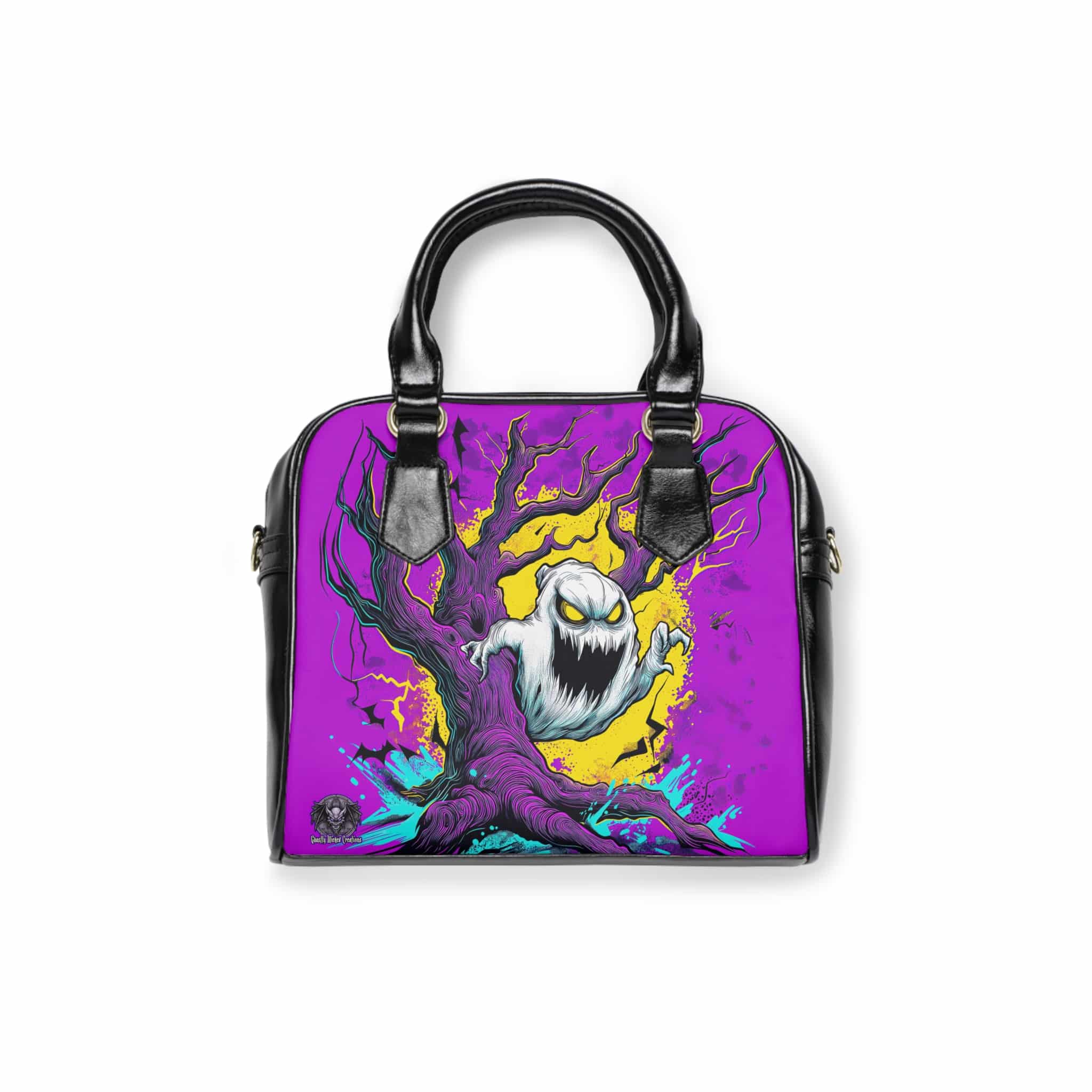Ghost & Spooky Tree II Pop 60’s Art Style Shoulder Handbag