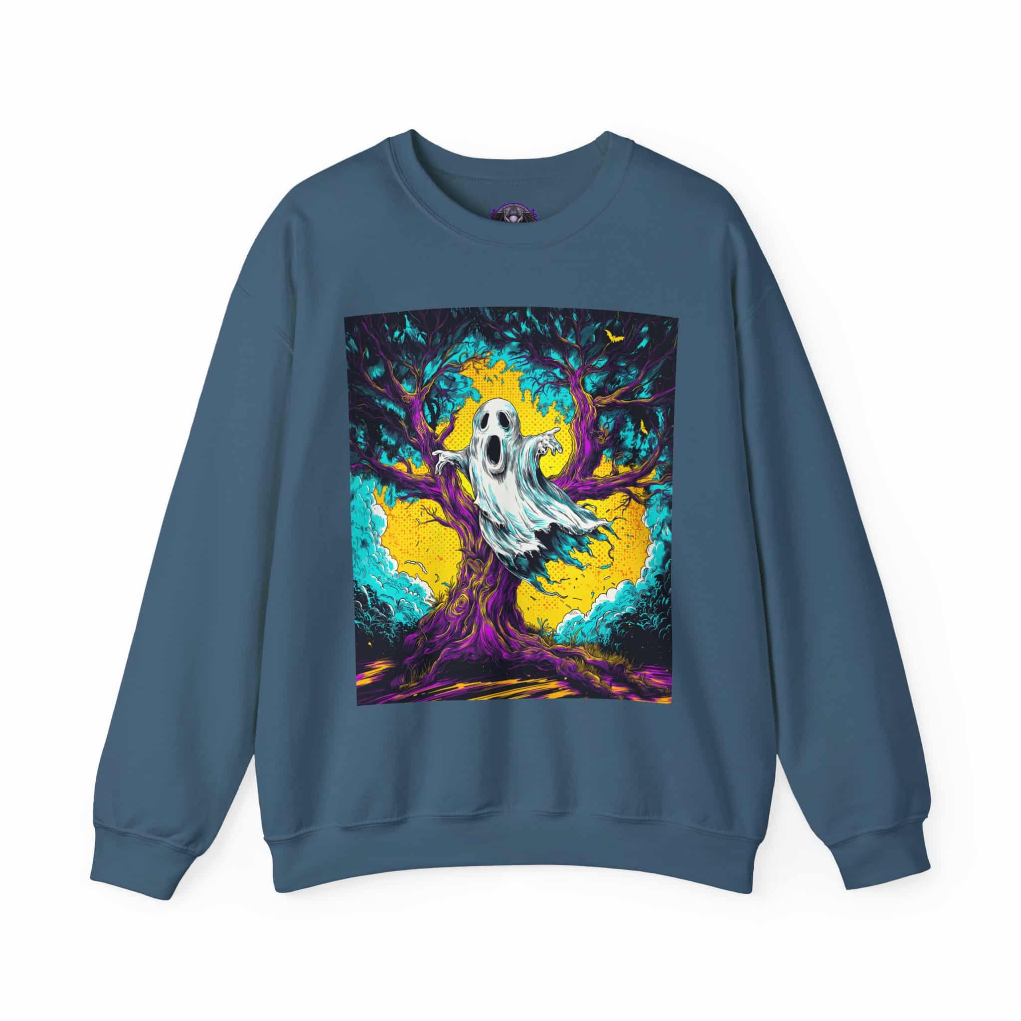 Ghost & Spooky Tree Pop 60’s Art Style Unisex Heavy Blend™ Crewneck Sweatshirt - Image 33