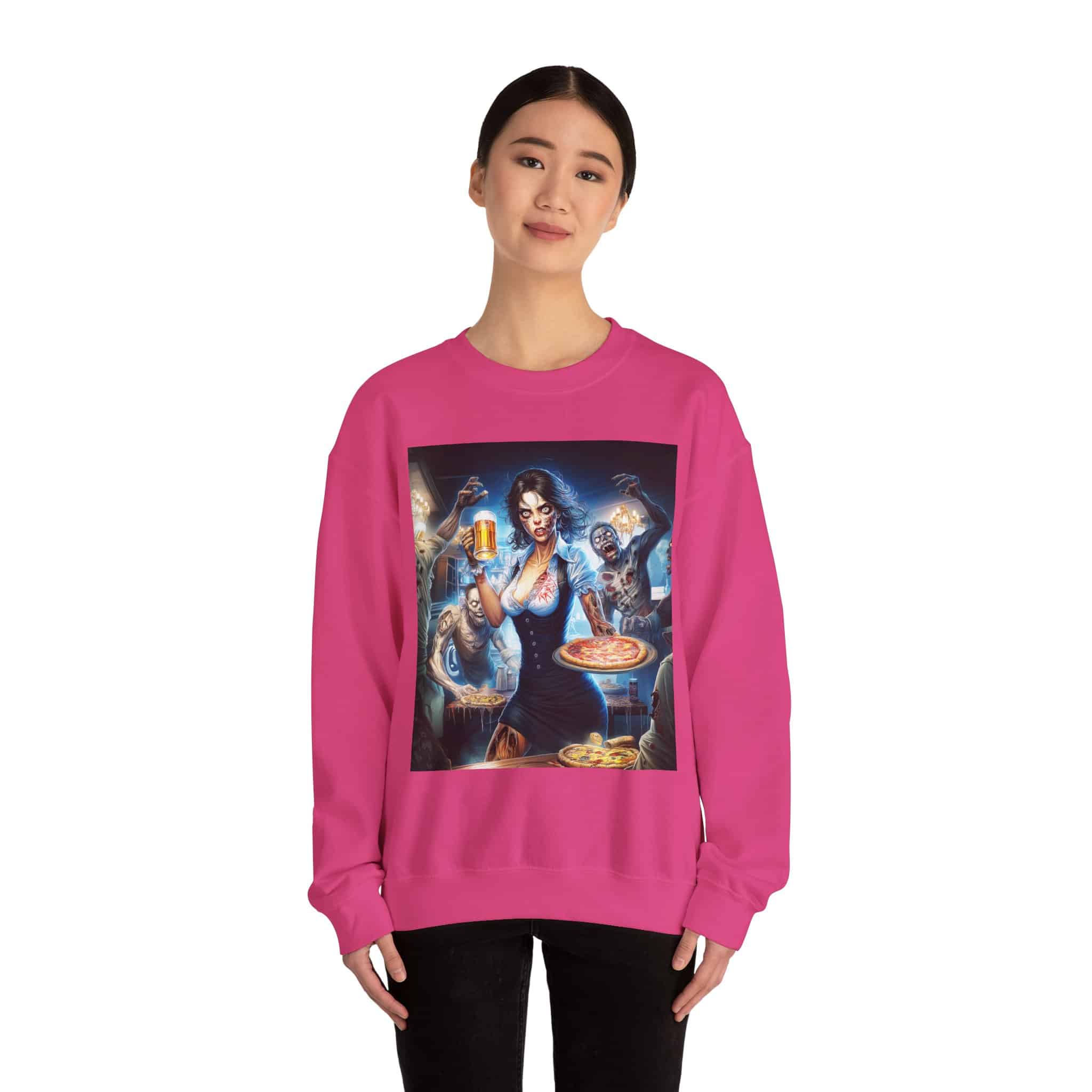 Zombies In Everyday Life Waitress 2025-03 Unisex Heavy Blend™ Crewneck Sweatshirt - Image 56