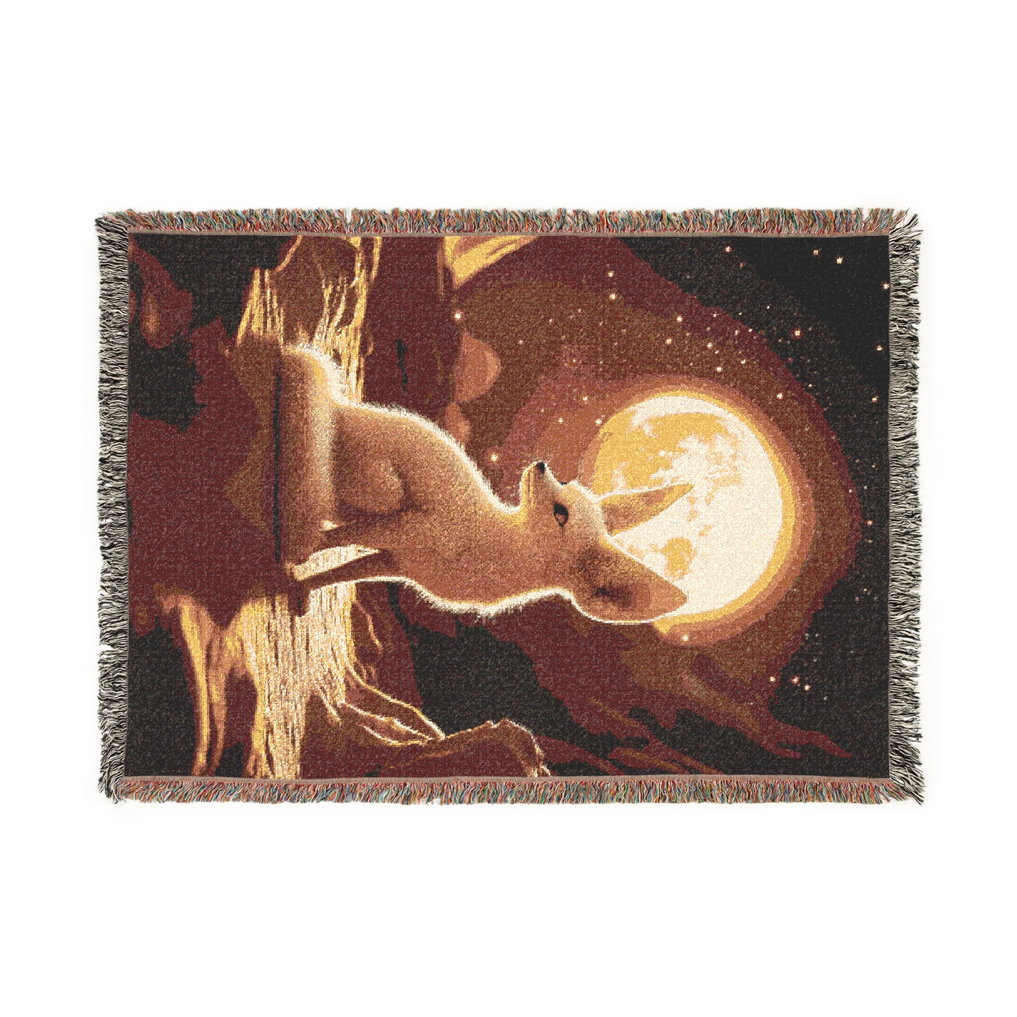 Fennec Fox In Desert Moonlight Woven Blanket, Cozy Throw for Halloween, Fall Decor, Perfect for Movie Nights, Gift for Animal Lovers, Home Accessories - Image 4