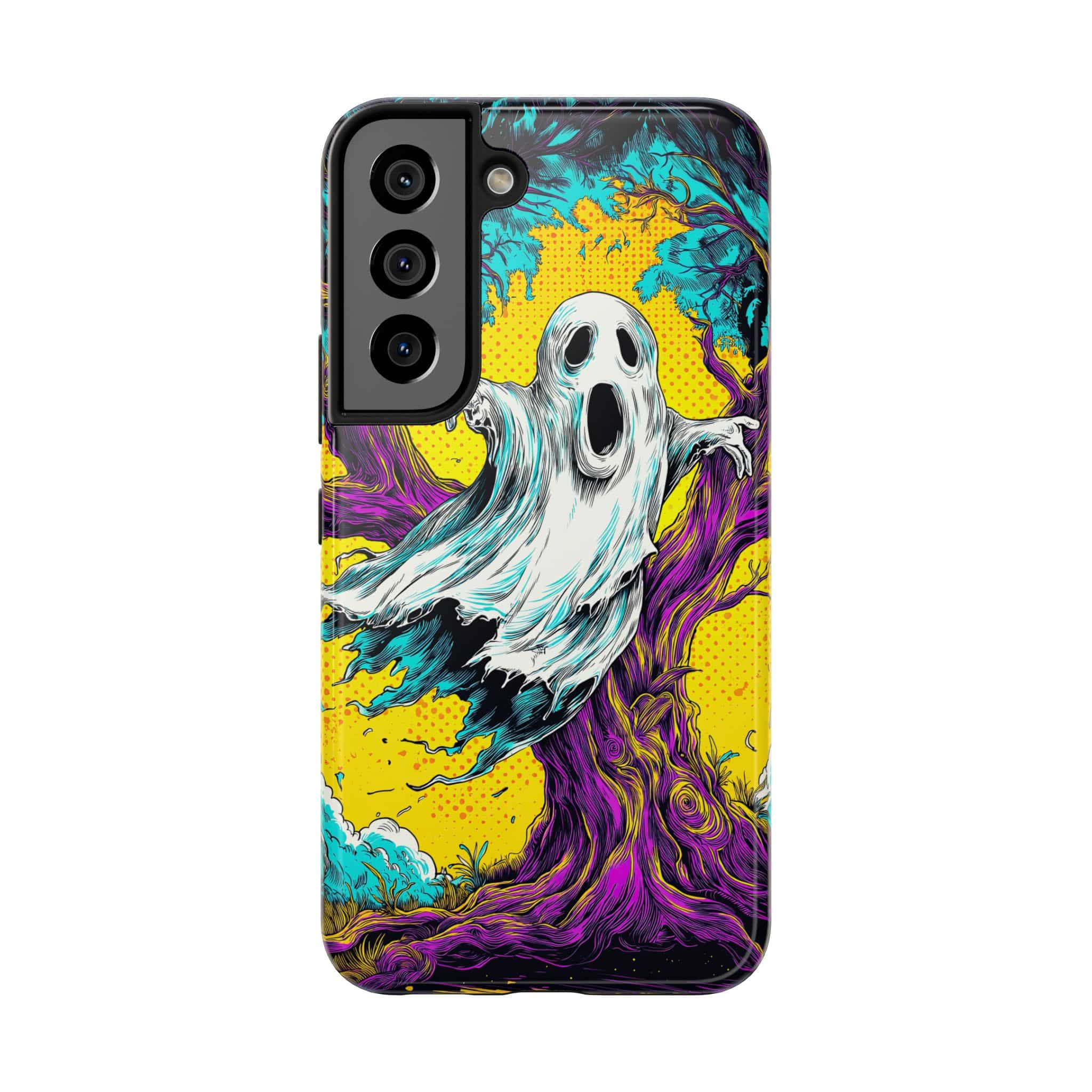 Ghost & Spooky Tree Pop 60’s Art Style Samsung S21, S22, S23, & S24 Tough Phone Cases - Image 9