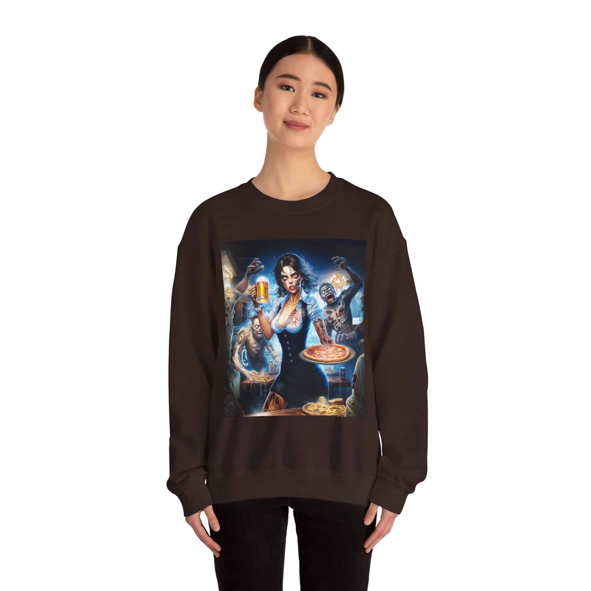 Zombies In Everyday Life Waitress 2025-03 Unisex Heavy Blend™ Crewneck Sweatshirt - Image 16