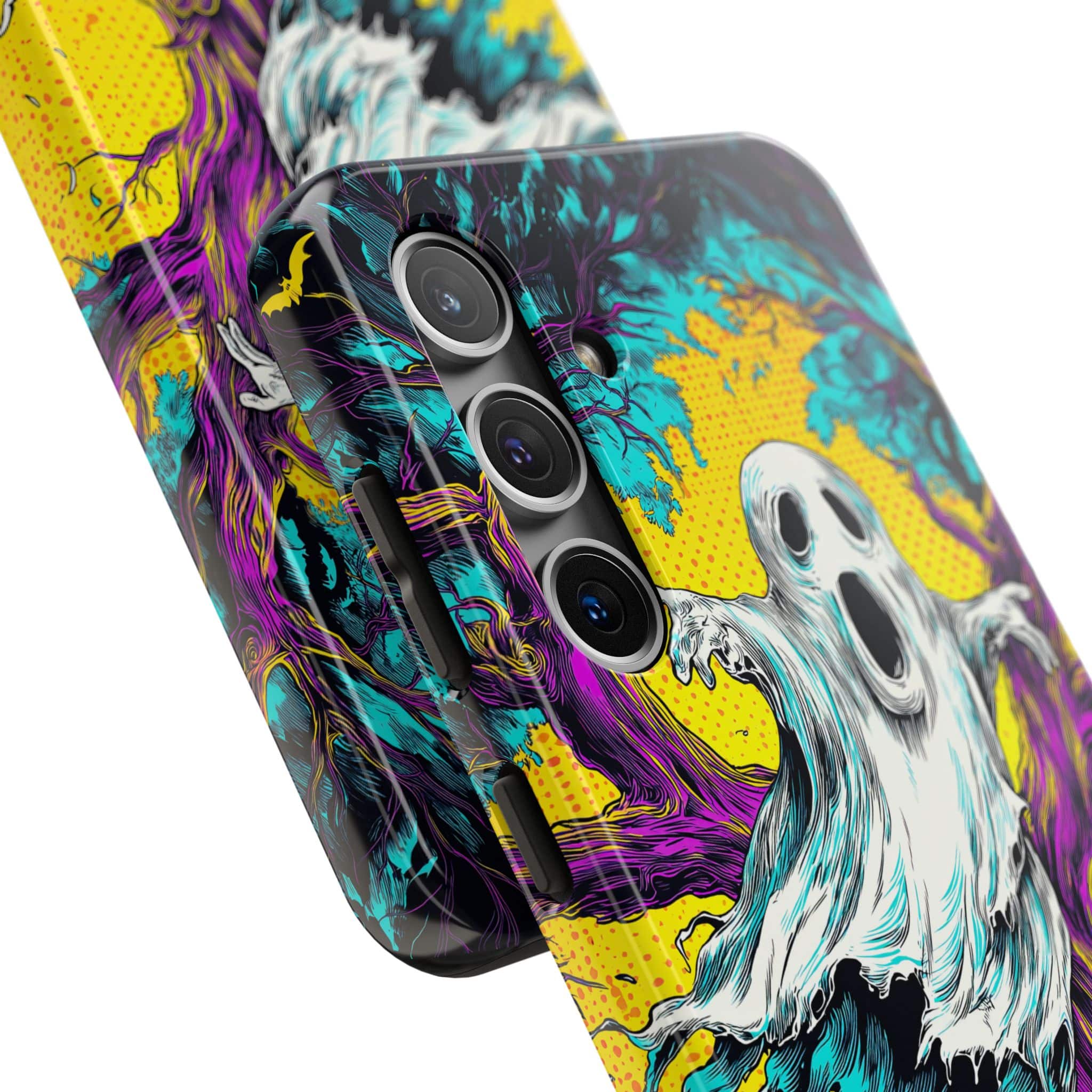 Ghost & Spooky Tree Pop 60’s Art Style Samsung S21, S22, S23, & S24 Tough Phone Cases - Image 2