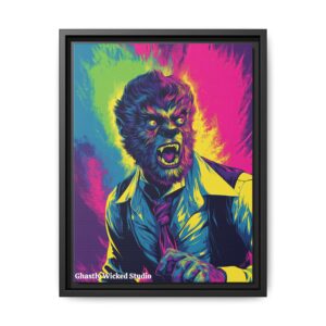 The Wolfman II Pop 60’s Art Style Matte Canvas, Black Frame Halloween