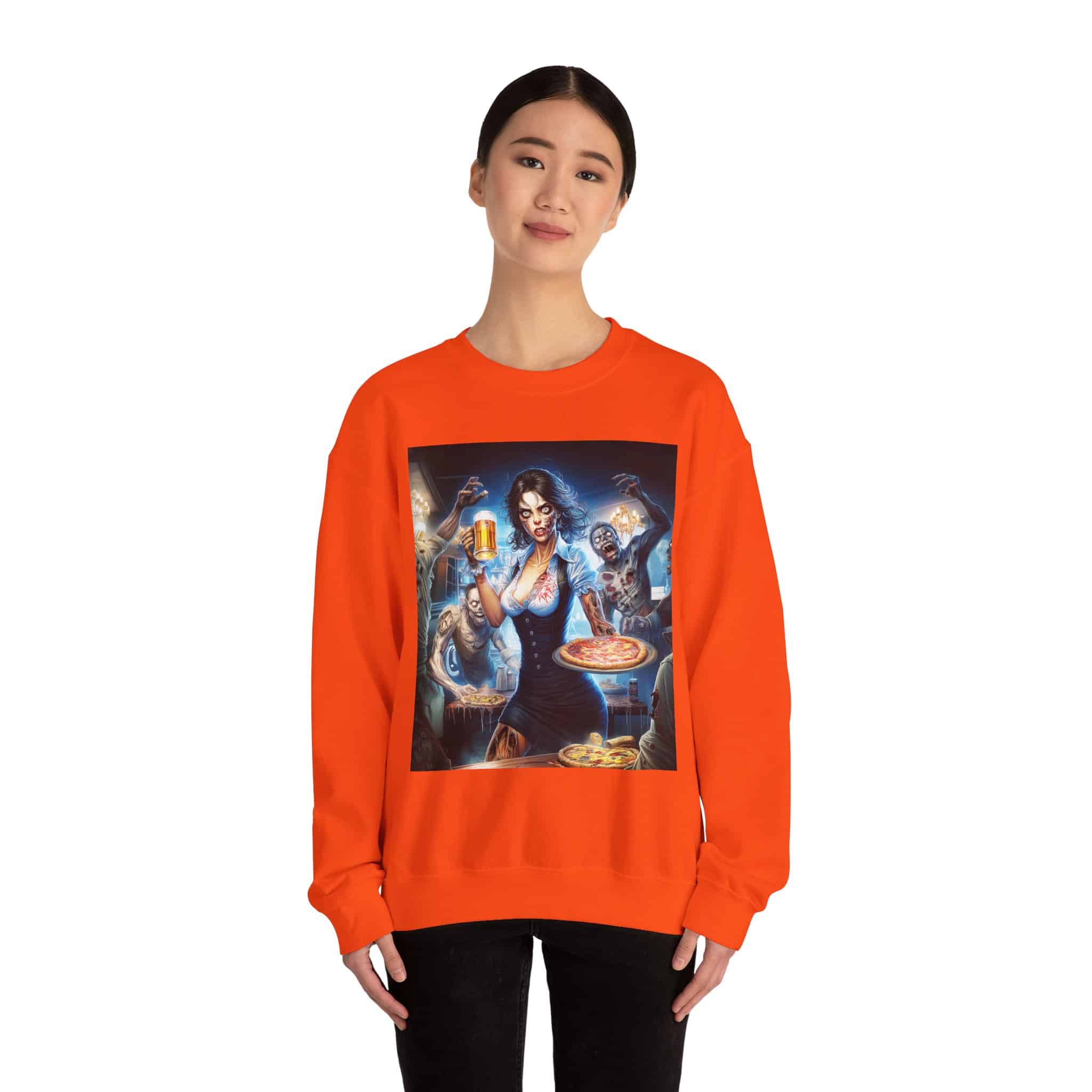 Zombies In Everyday Life Waitress 2025-03 Unisex Heavy Blend™ Crewneck Sweatshirt - Image 12