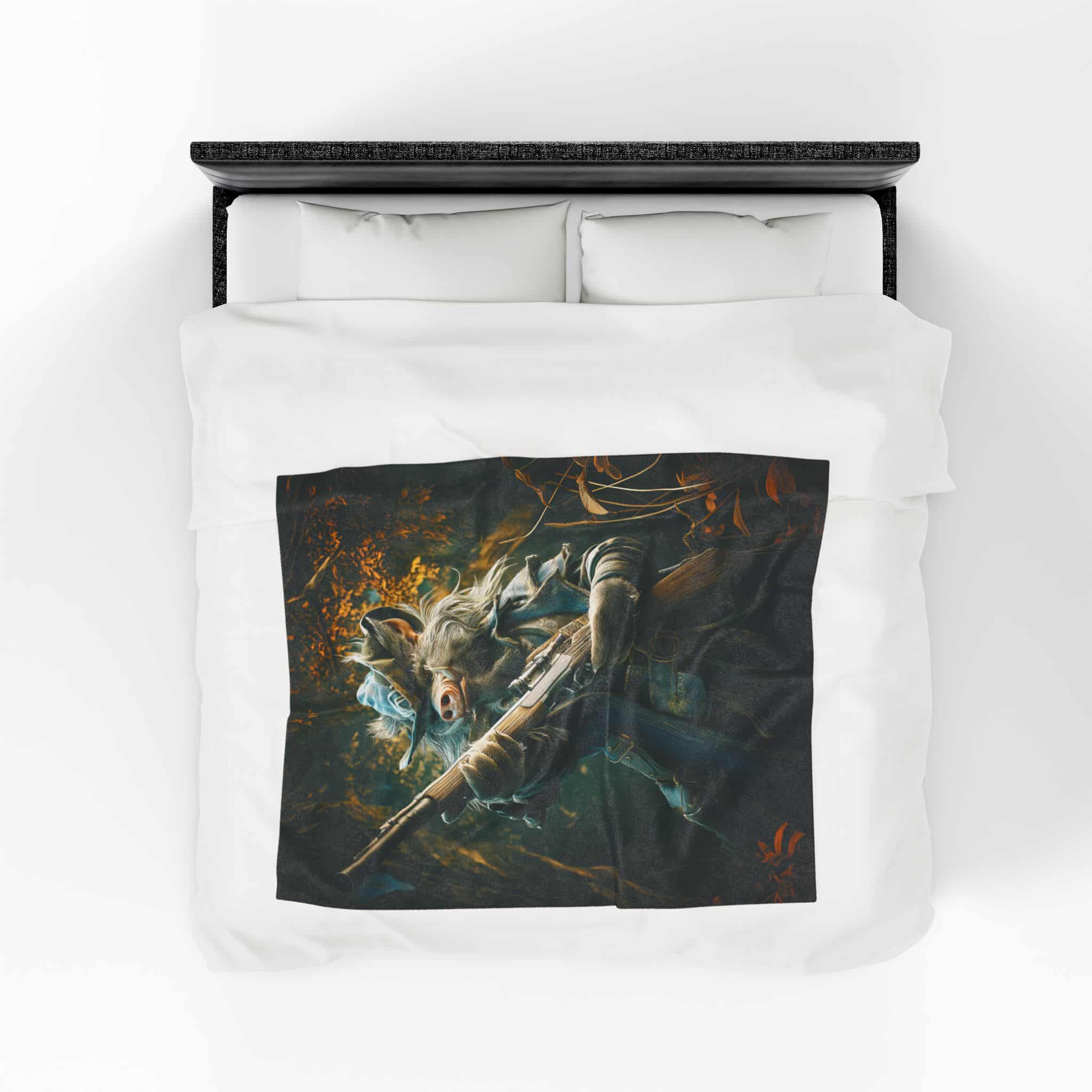 Arm The Animals: Hunter Wild Boar #AA029 Plush Blanket, Cozy Throw for Fall Decor - Image 5