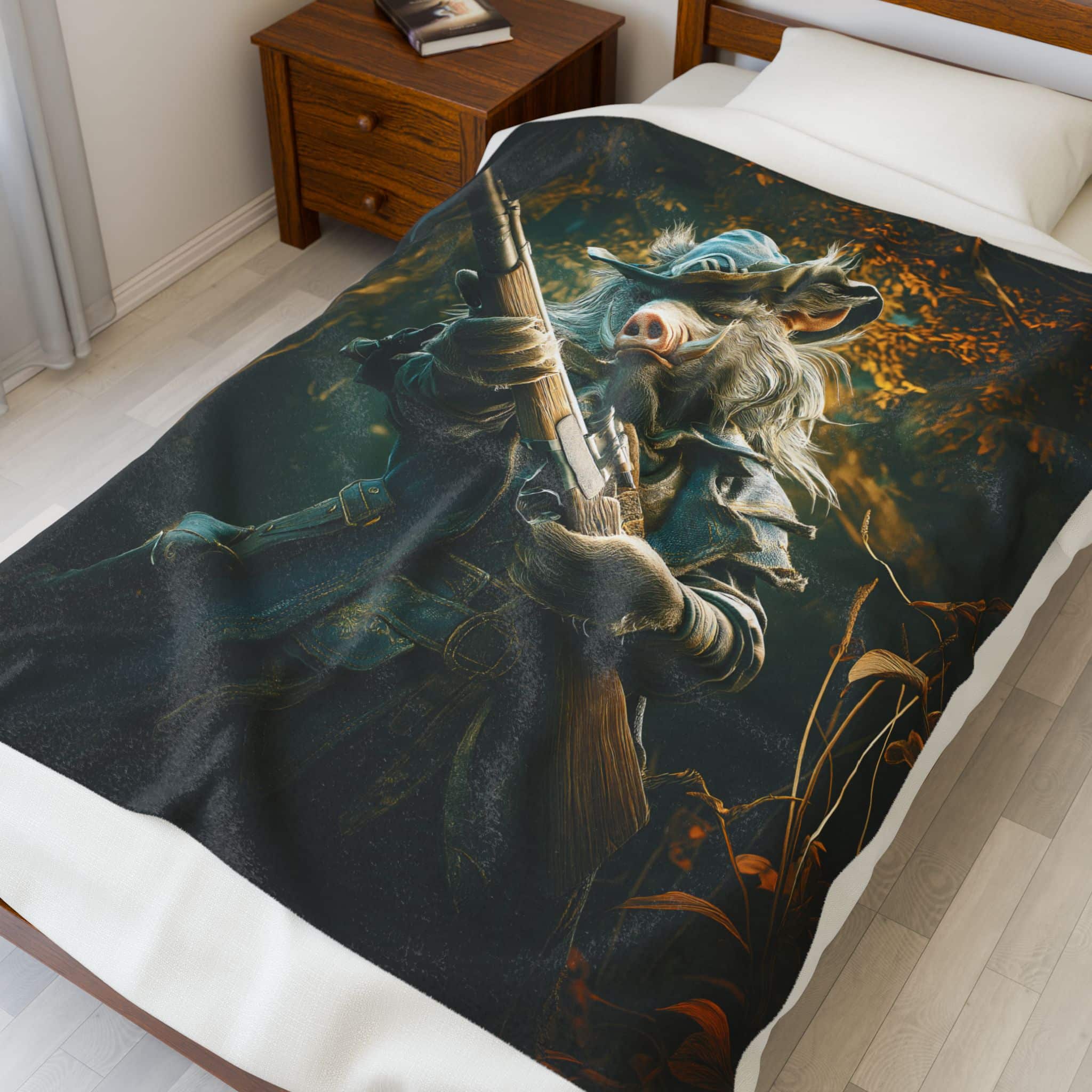 Arm The Animals: Hunter Wild Boar #AA029 Plush Blanket, Cozy Throw for Fall Decor - Image 3