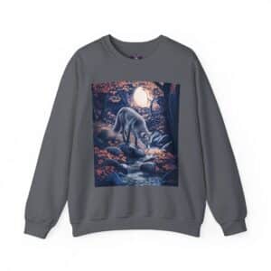 Fox By Stream At Moonlight by Wyldesigns Unisex Heavy Blend™ Crewneck Sweatshirt