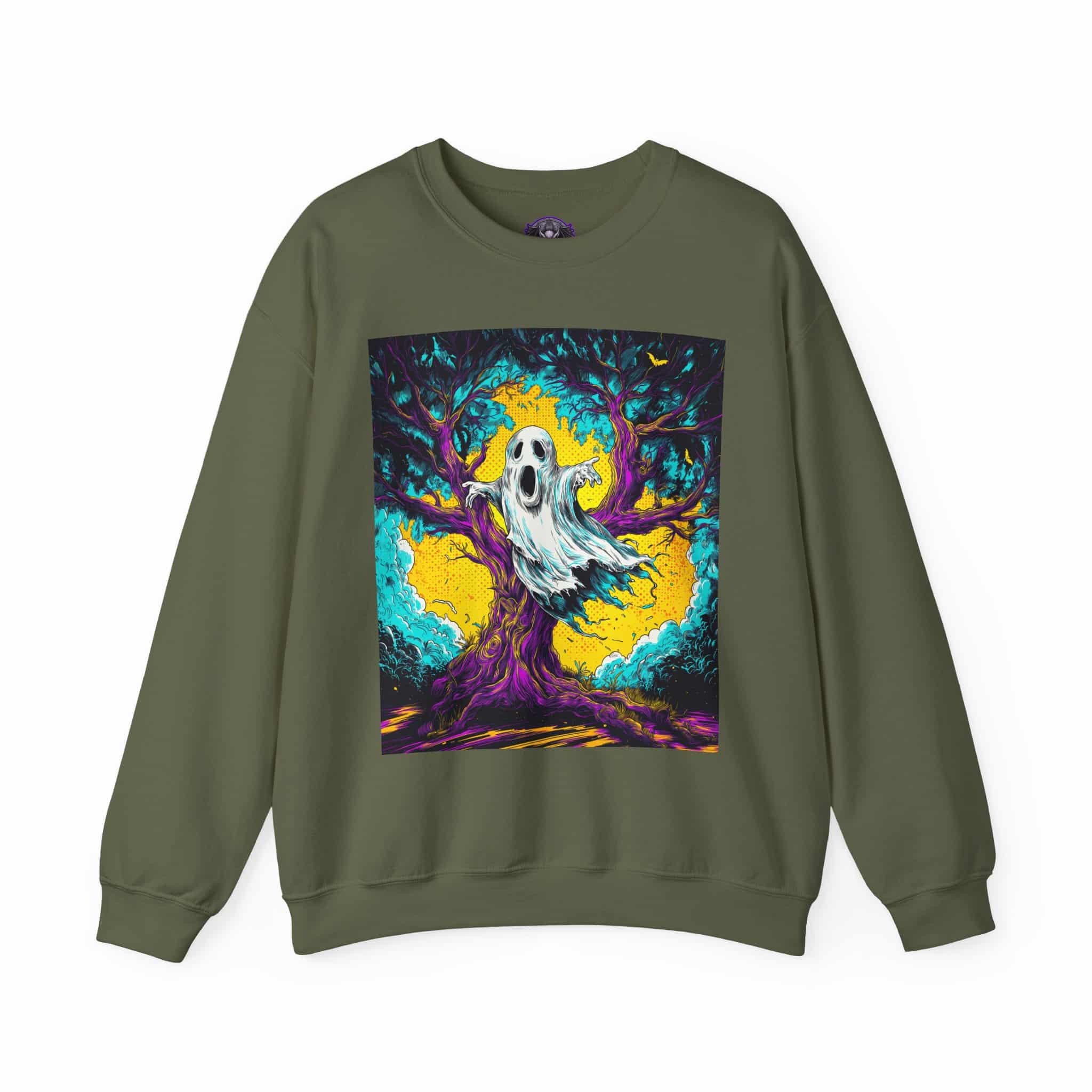 Ghost & Spooky Tree Pop 60’s Art Style Unisex Heavy Blend™ Crewneck Sweatshirt - Image 21