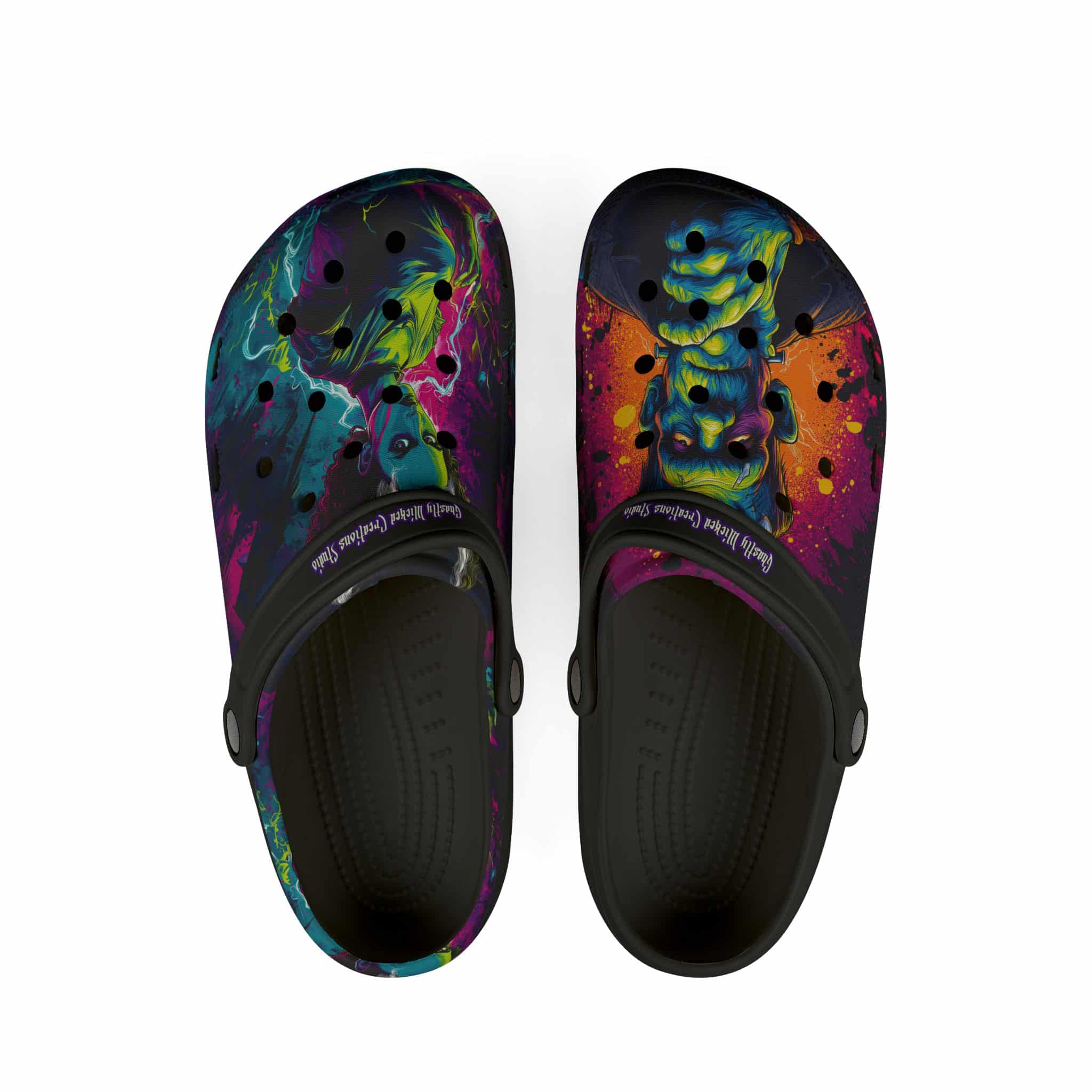 Frankenstein & His Bride Pop 60's Art Style Clog Style Shoes - Image 2