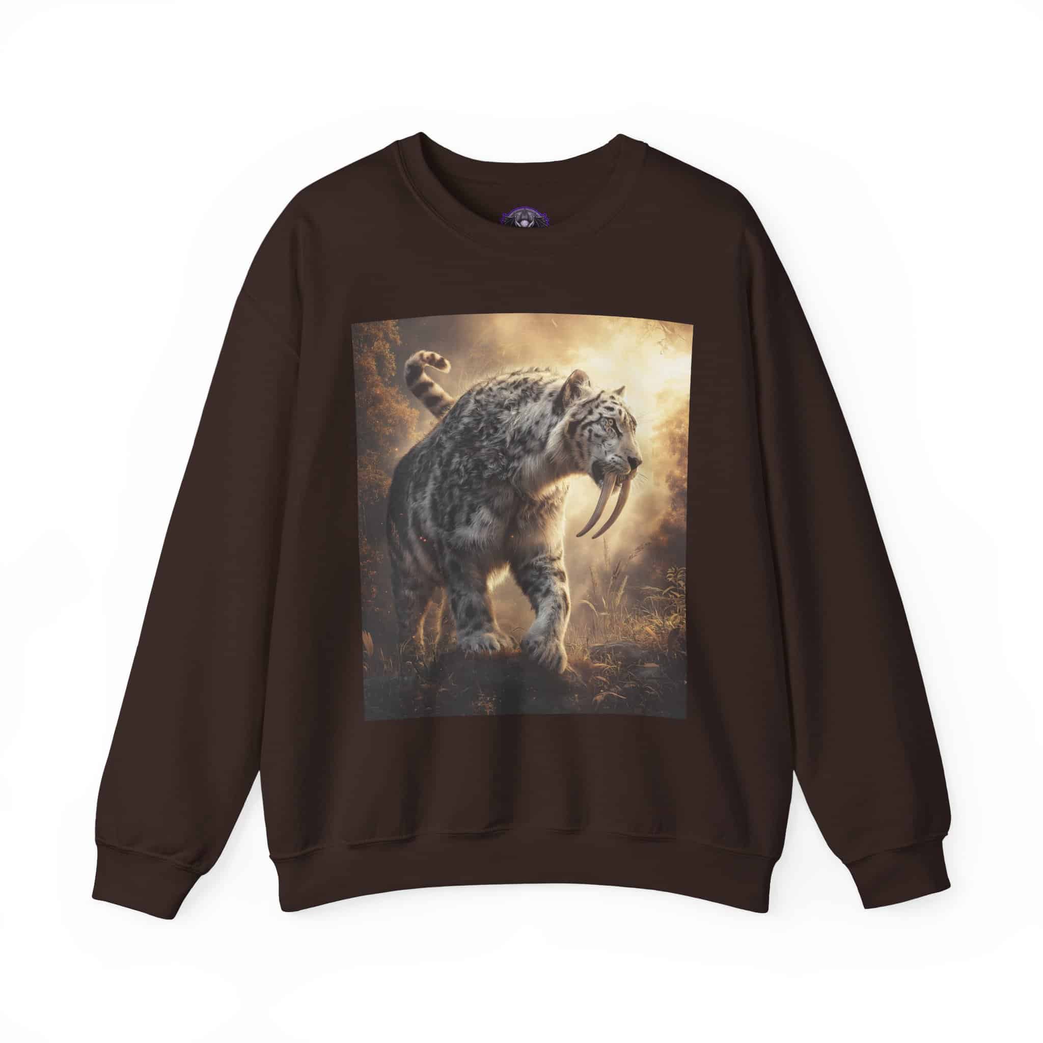 Prehistoric Smilodon aka Sabre-Tooth Tiger VIII Unisex Heavy Blend™ Crewneck Sweatshirt - Image 16