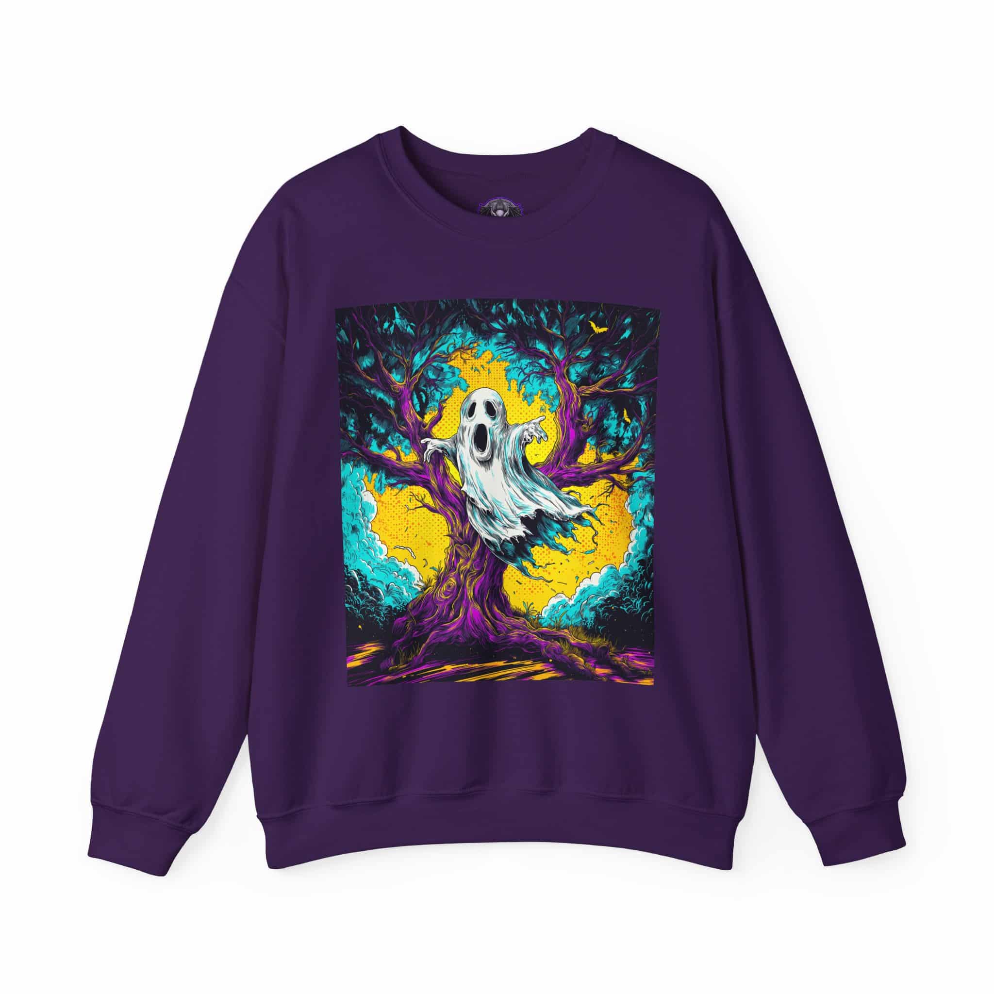 Ghost & Spooky Tree Pop 60’s Art Style Unisex Heavy Blend™ Crewneck Sweatshirt - Image 49