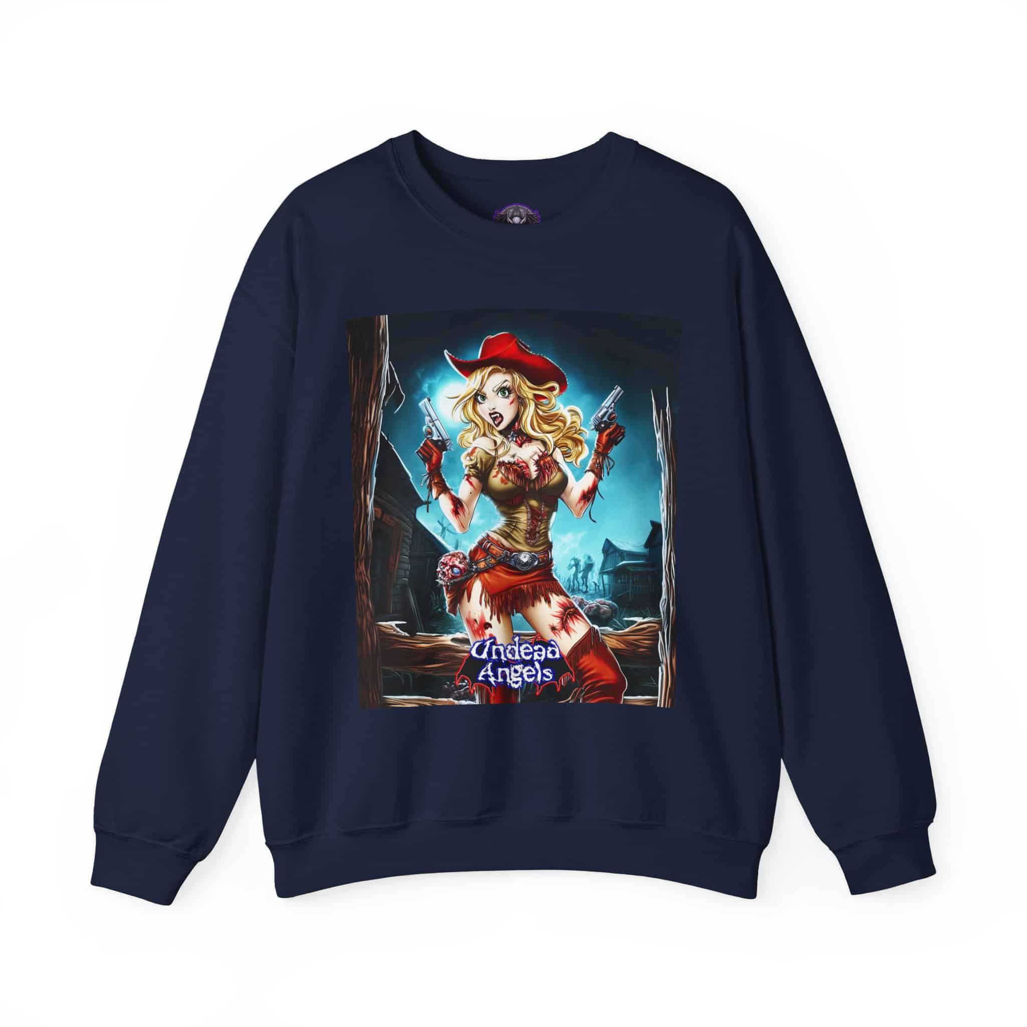 Undead Angels Zombie Cowgirl Cassidy Classic Reborn Style III Unisex Heavy Blend™ Crewneck Sweatshirt - Image 23