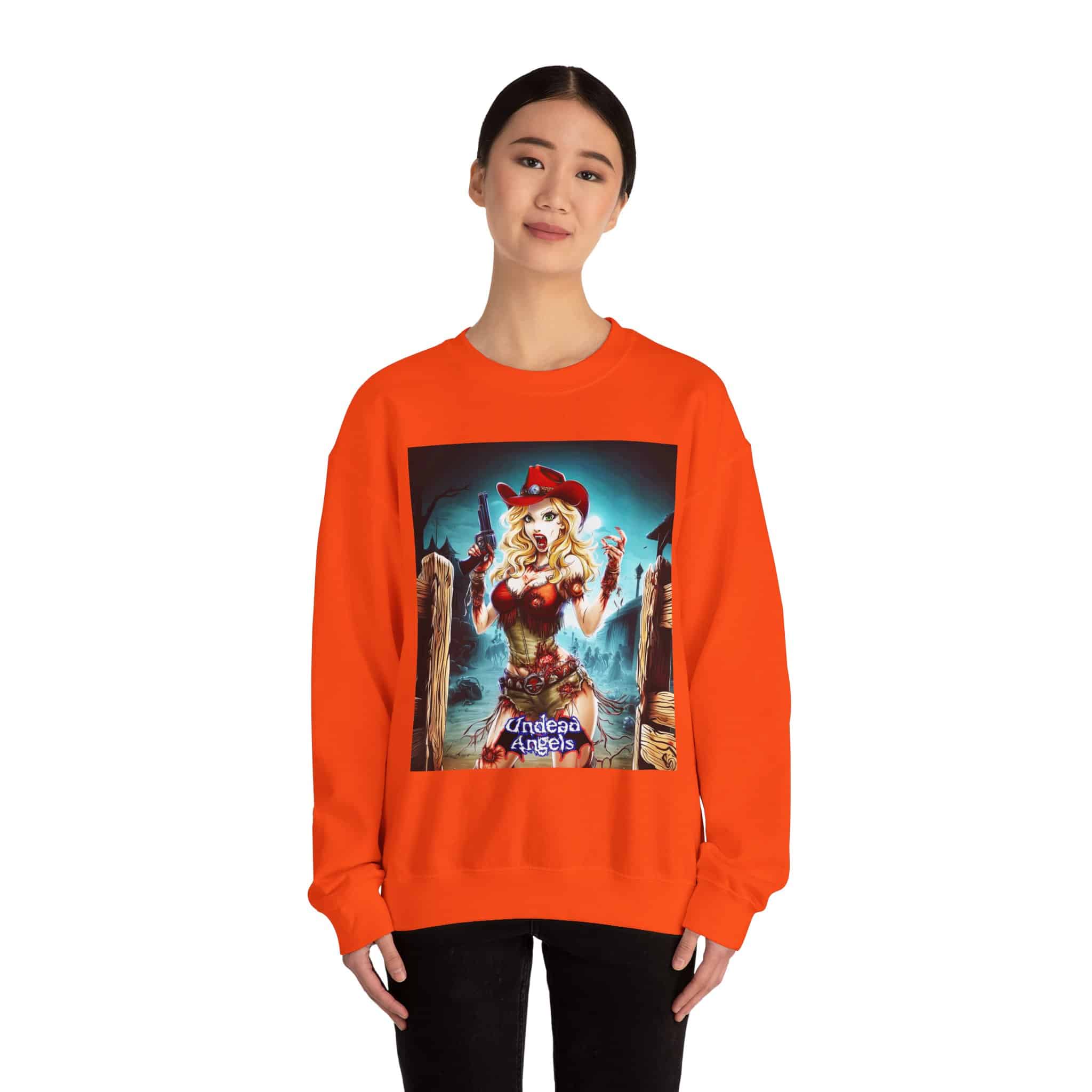 Undead Angels Zombie Cowgirl Cassidy Classic Reborn Style II Unisex Heavy Blend™ Crewneck Sweatshirt - Image 8