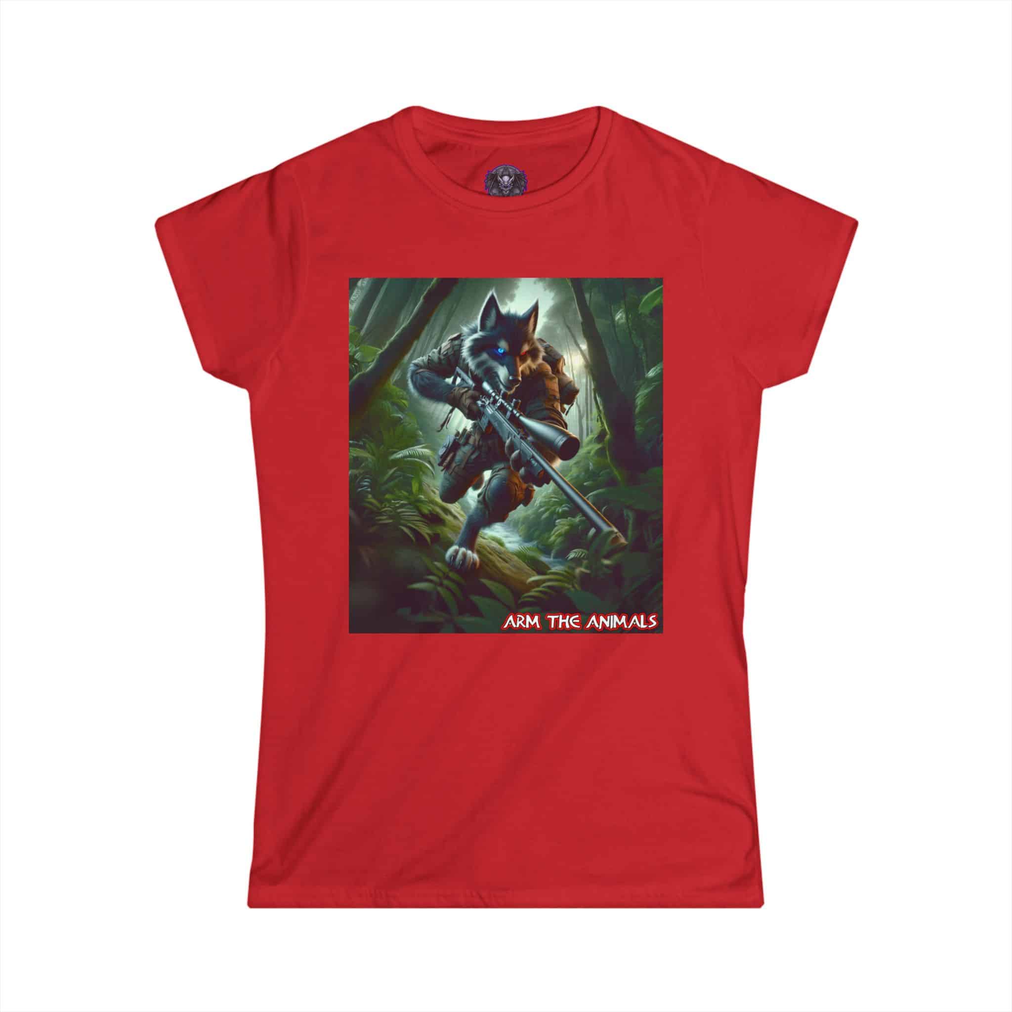 Arm The Animals: Hunter Wolf #AA-D-W001 Women's Softstyle Tee - Image 43