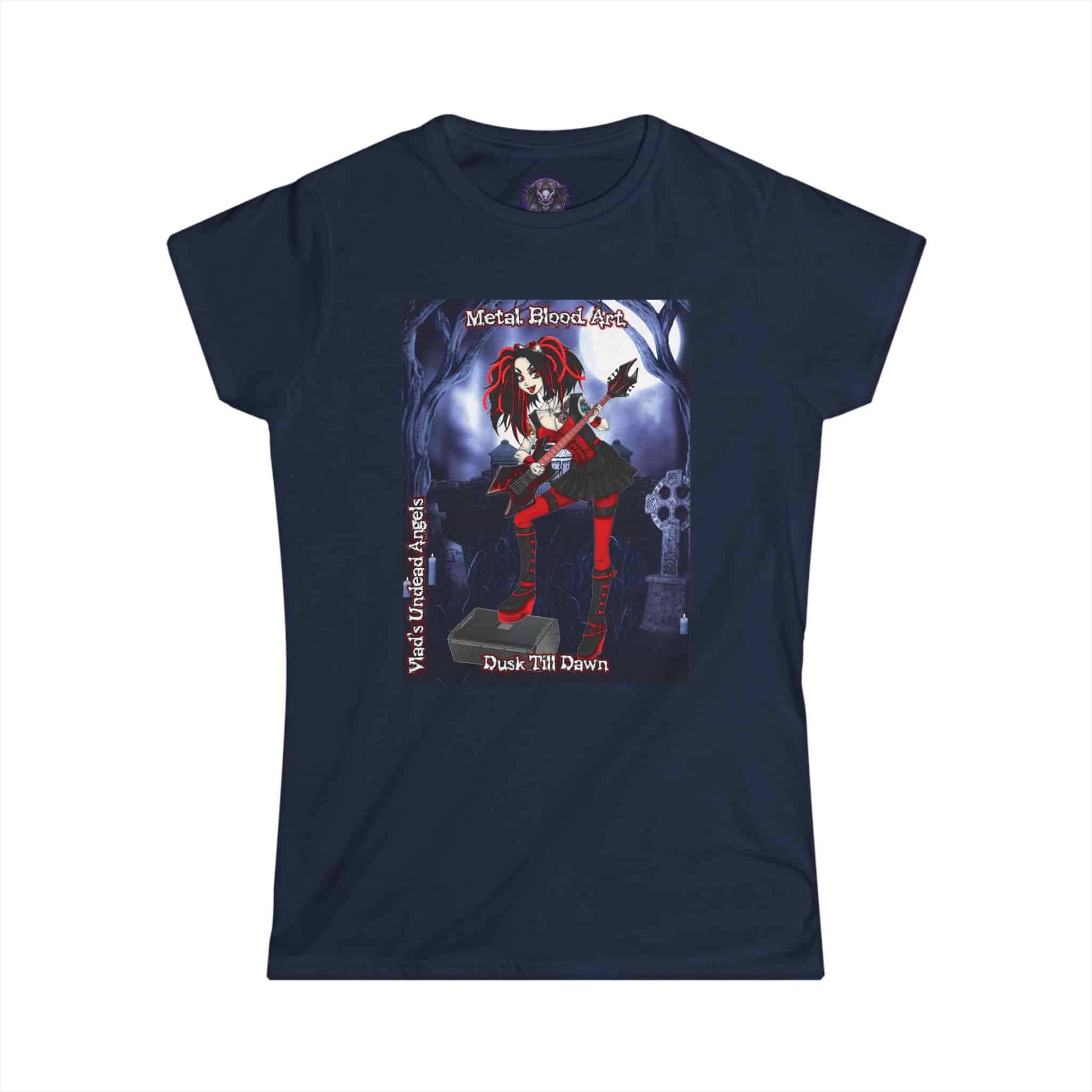 Crimson Undead Angel Guitarist - Classic Art w/Text Re-Issue Women's Softstyle Tee