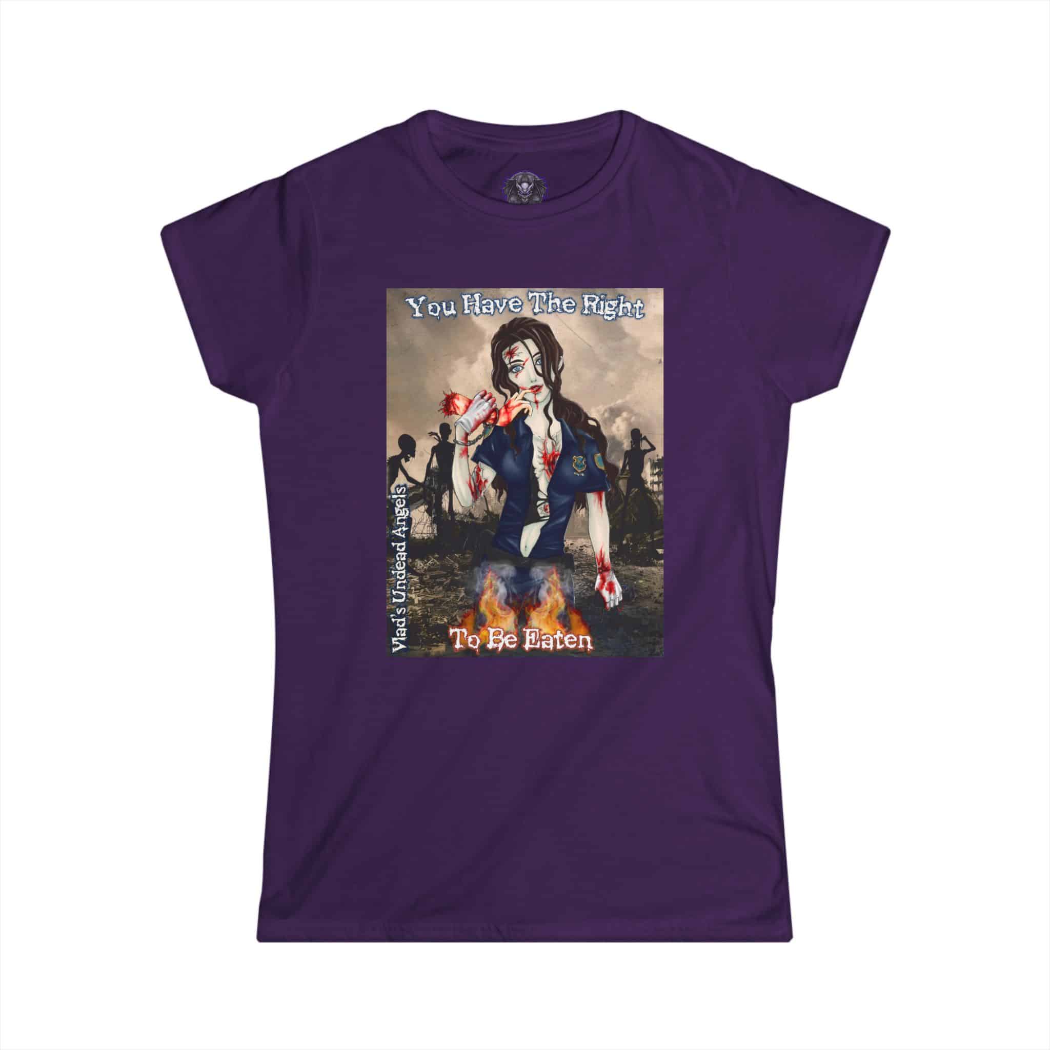 Terri Undead Angel Zombie Police Officer - Classic Art w/Text Re-Issue Women's Softstyle Tee - Image 13