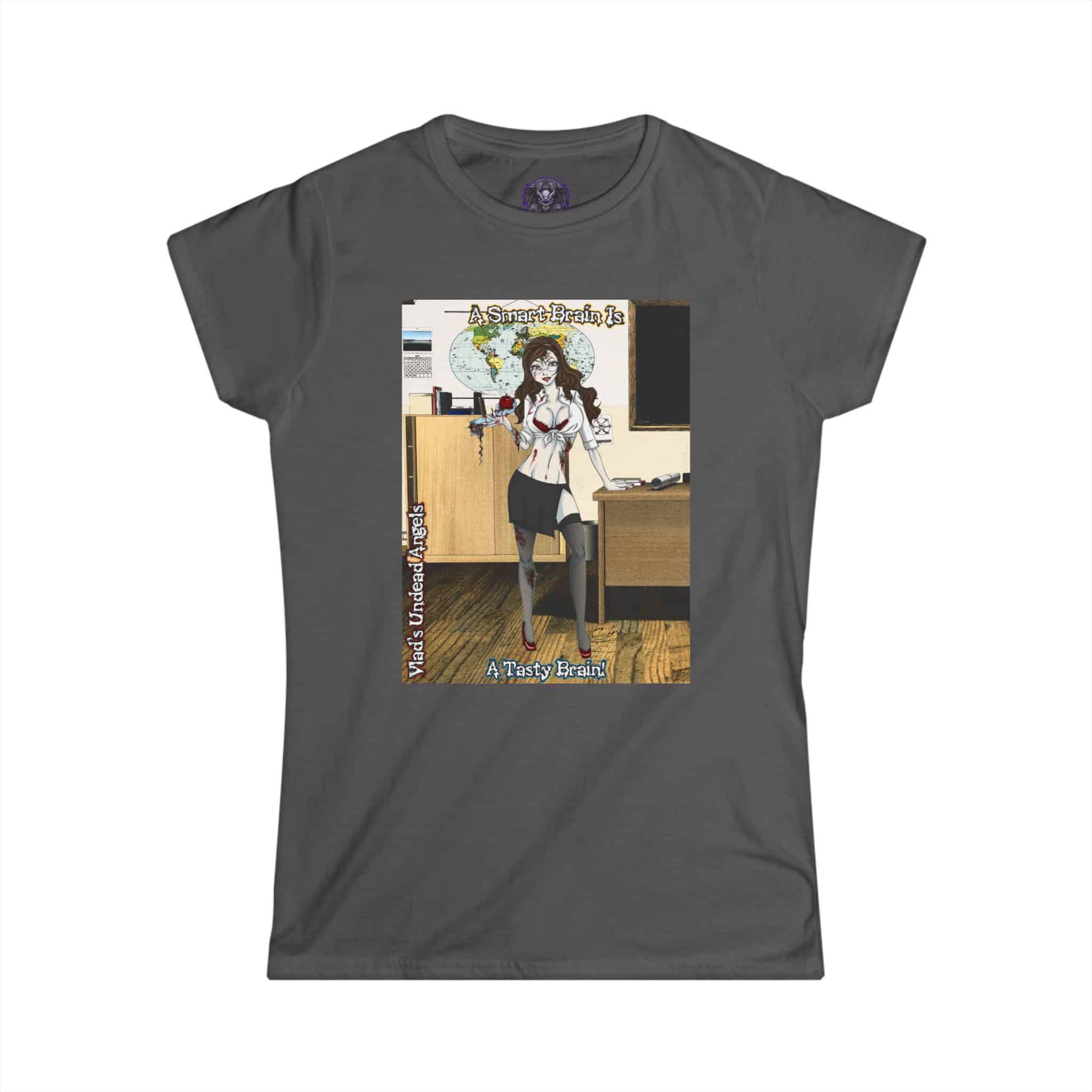 Charlotte Undead Angel Zombie Teacher – Classic Art w/Text Re-Issue Women's Softstyle Tee - Image 37