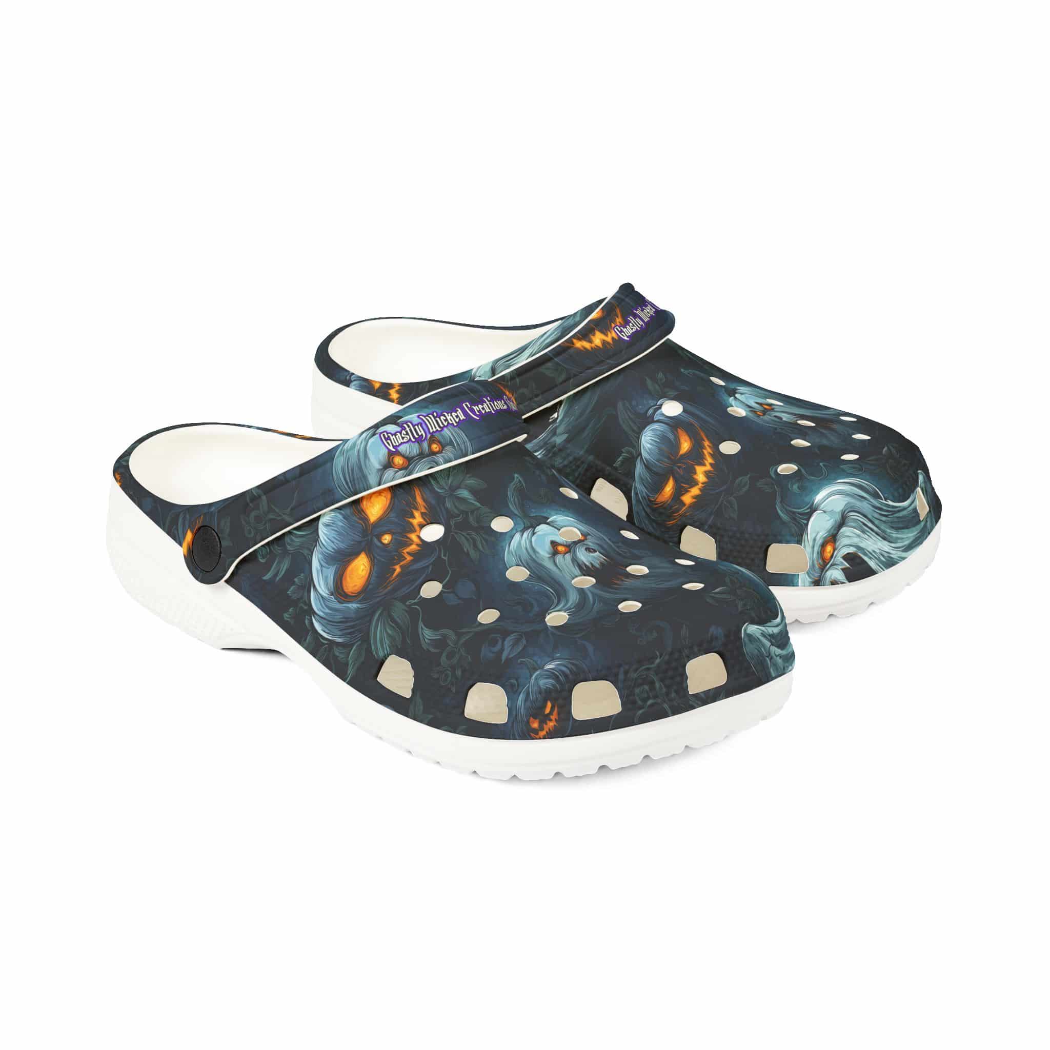 Halloween Ghosts & Pumpkins Pattern 2 Clog Style Shoes - Image 11