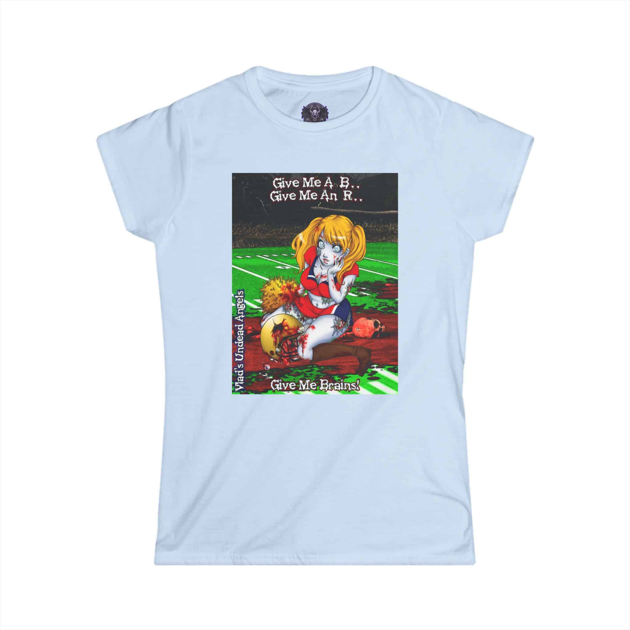 Buffy Undead Angel Zombie Cheerleader – Classic Art w/Text Re-Issue Women's Softstyle Tee - Image 21