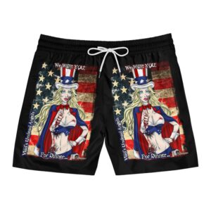 Patriotic Swim Shorts - 'We Want YOU! For Dinner' Design