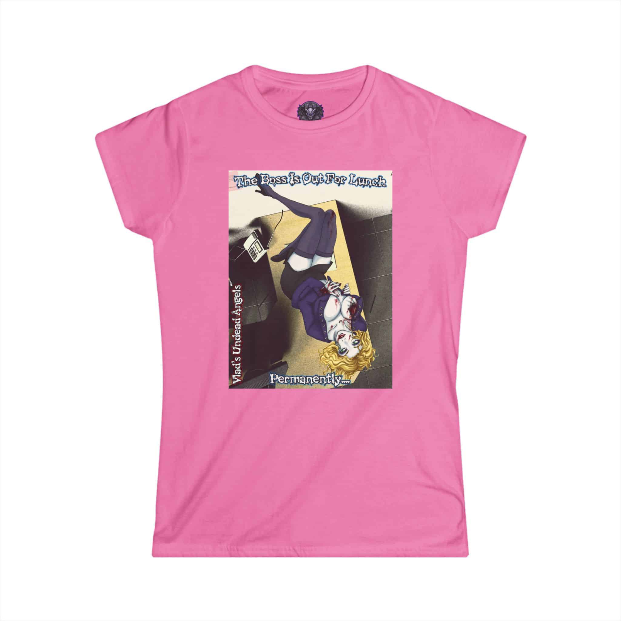 Jennifer Undead Angel Zombie Administrative Assistant – Classic Art w/Text Re-Issue Women's Softstyle Tee - Image 43