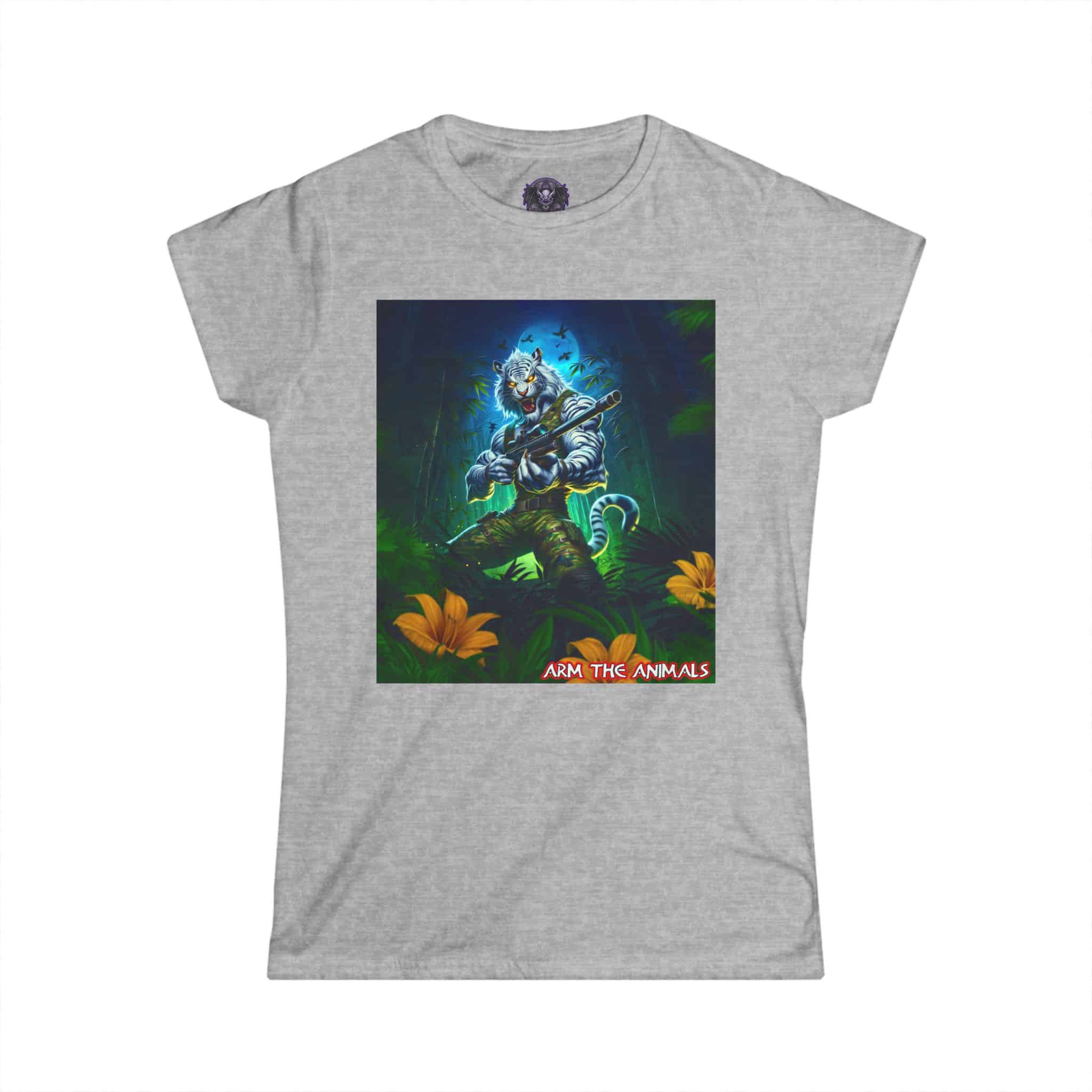 Arm The Animals: Commando Tiger #AA-D-WT003 Women's Softstyle Tee - Image 7