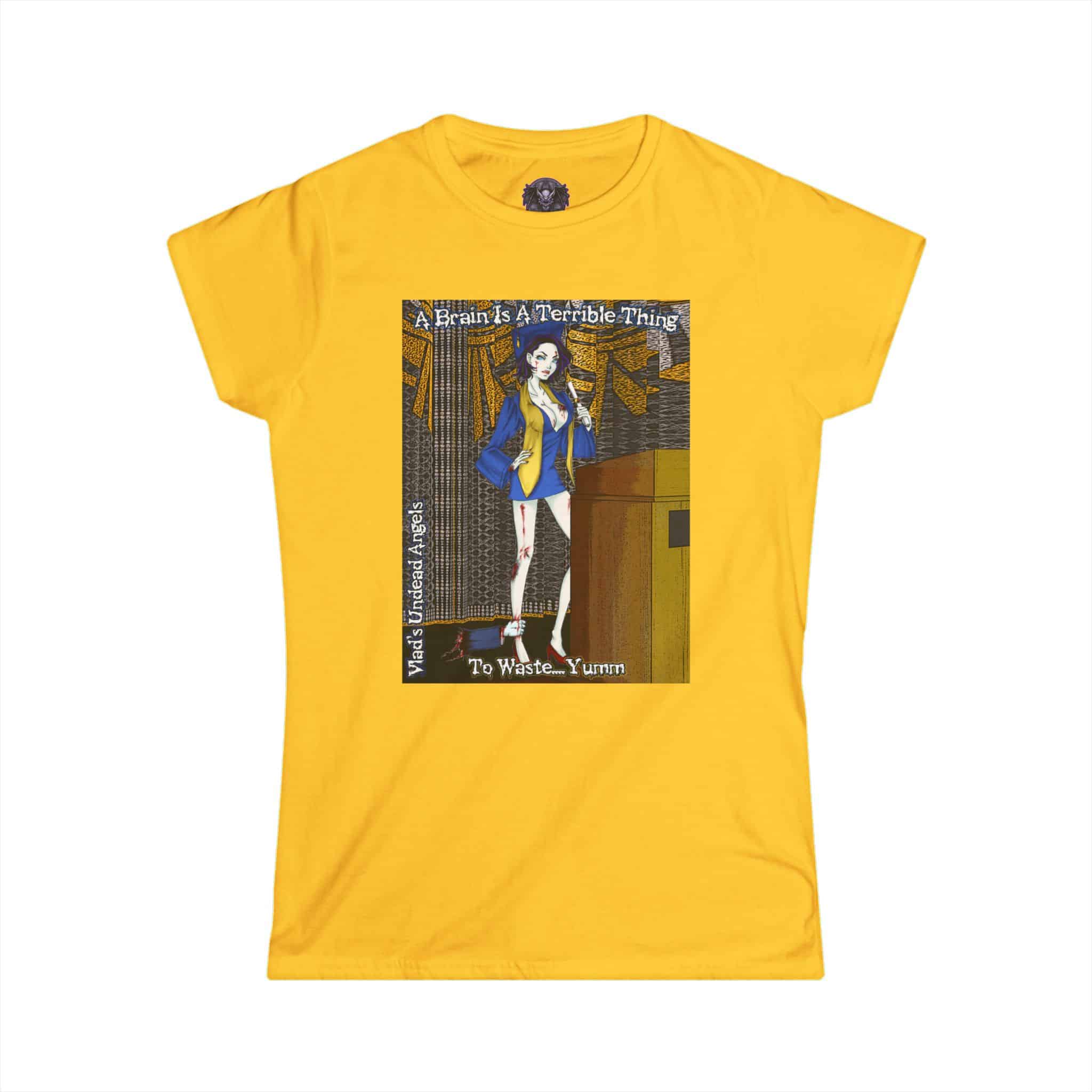 Tiffany Undead Angel Zombie Graduate - Classic Art w/Text F1 Re-Issue Women's Softstyle Tee - Image 25