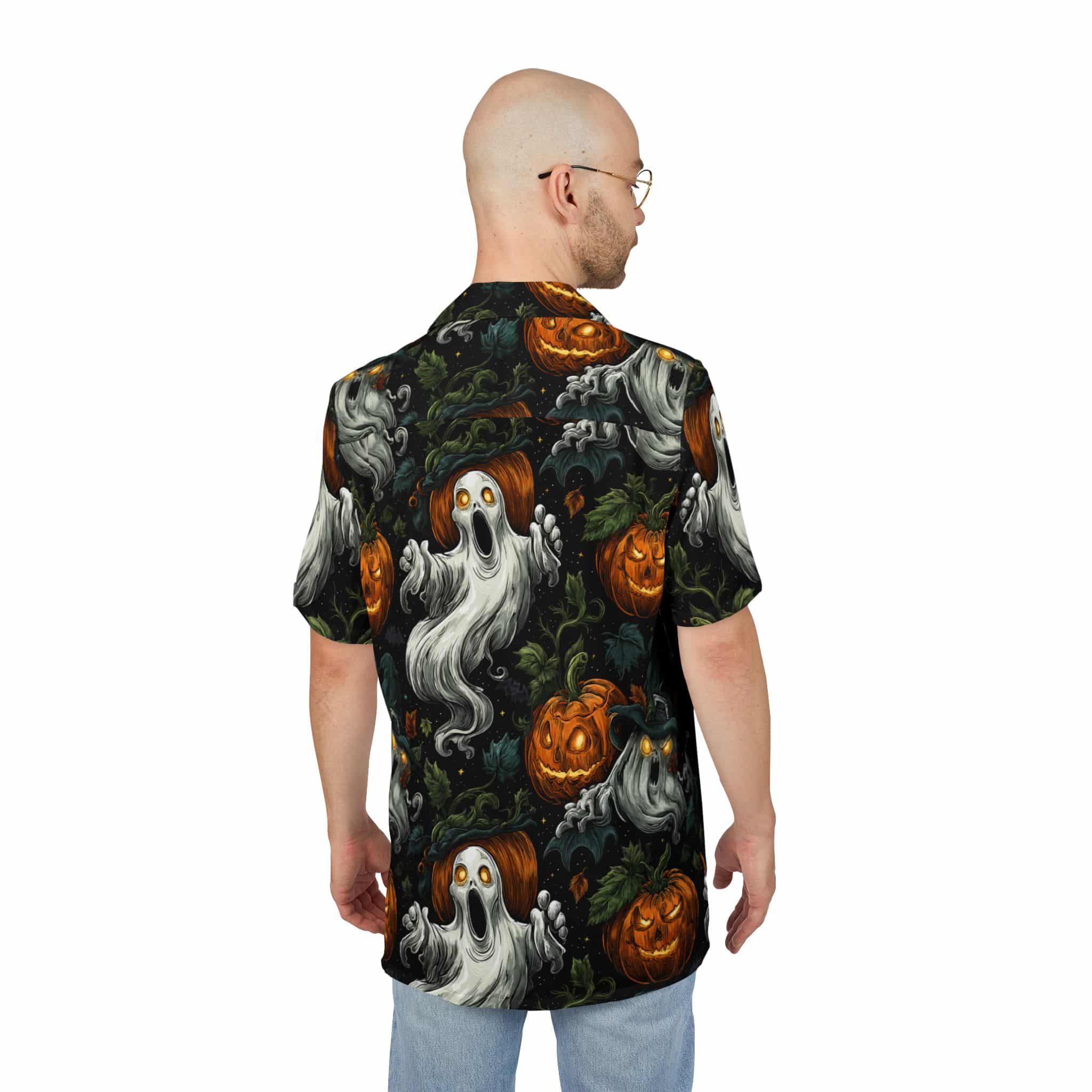 Hawaiian Shirt Ghosts & Pumpkins Pattern 1 - Image 4