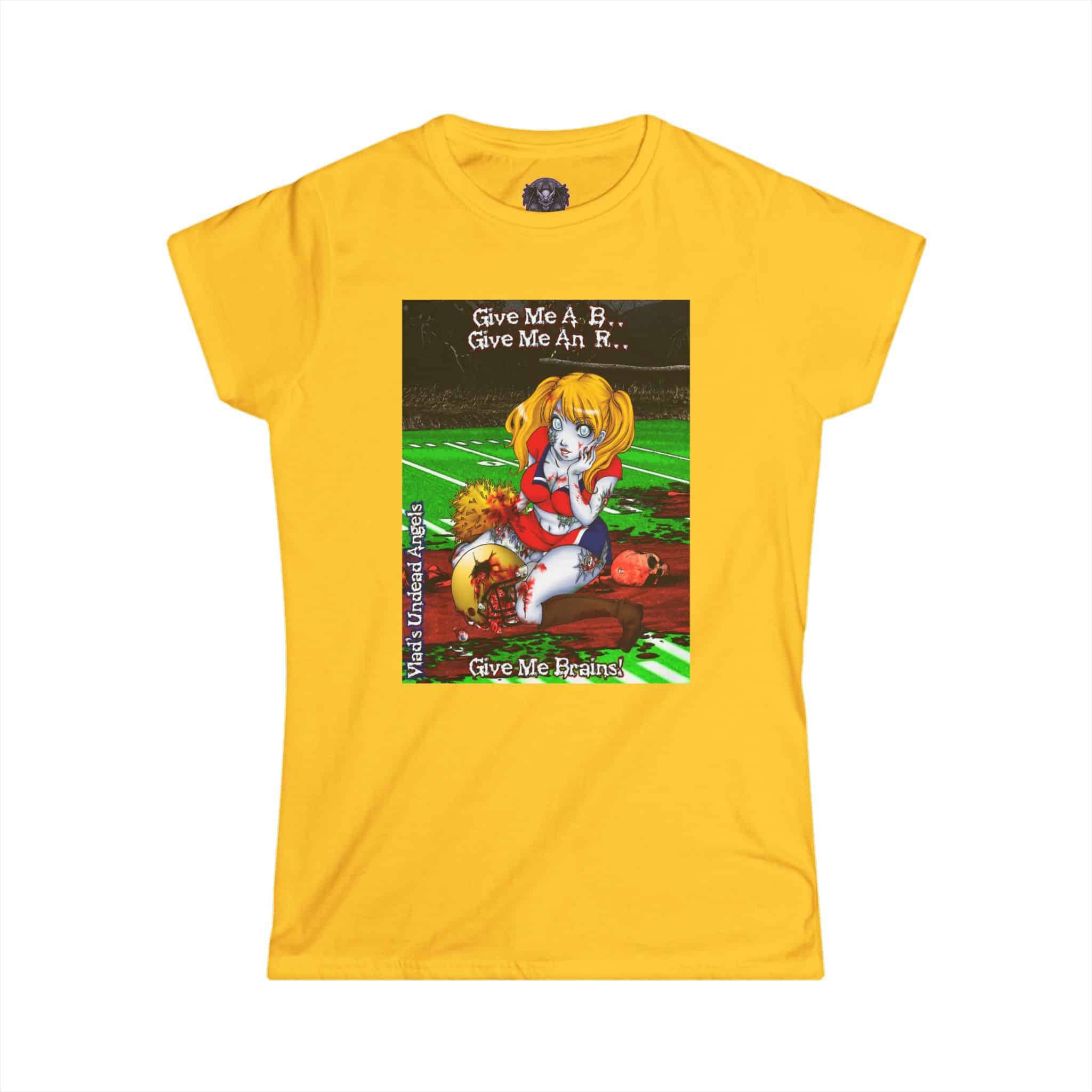 Buffy Undead Angel Zombie Cheerleader – Classic Art w/Text Re-Issue Women's Softstyle Tee - Image 17