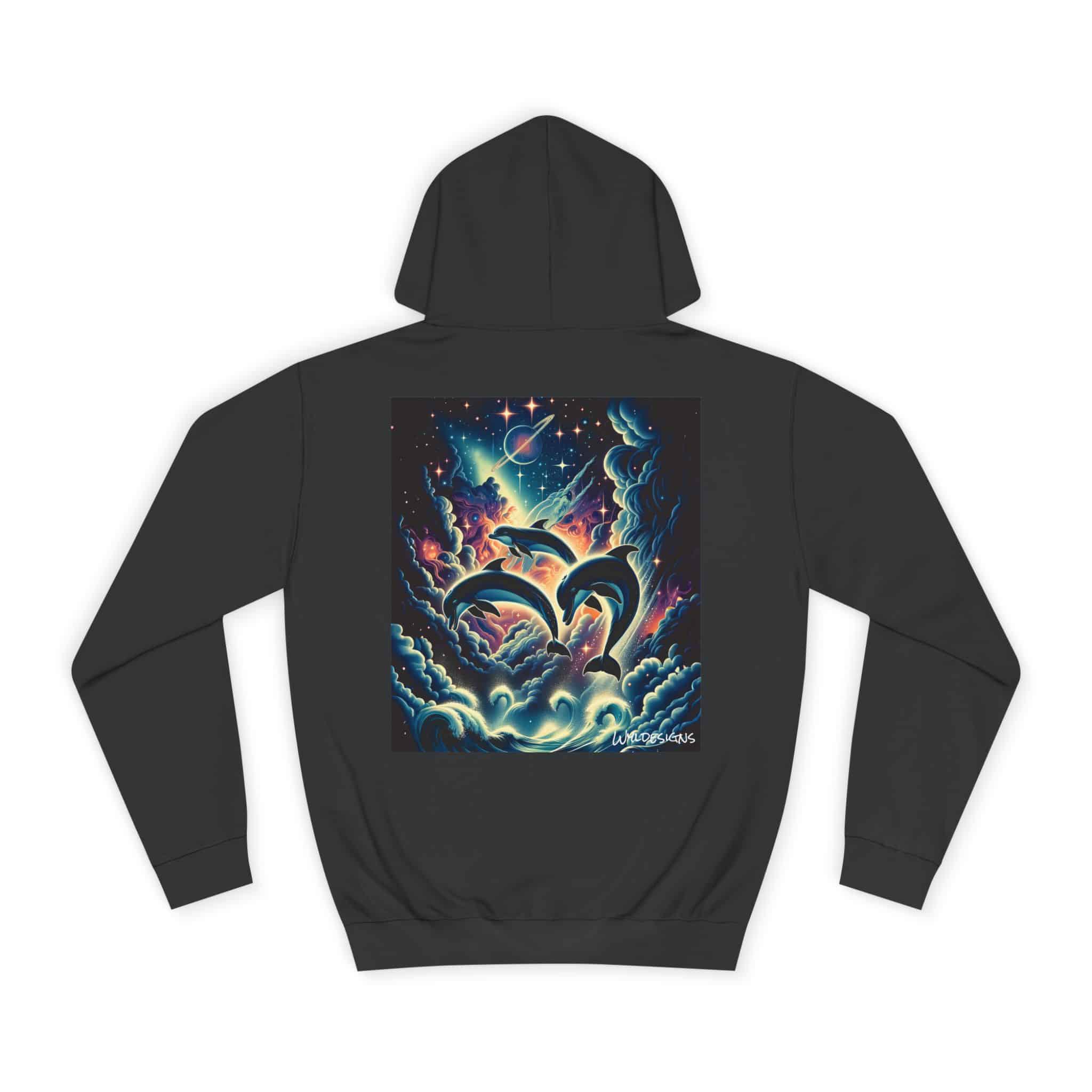 Cosmic Dolphins WD-D008 By Wyldesigns Unisex College Hoodie - Image 10