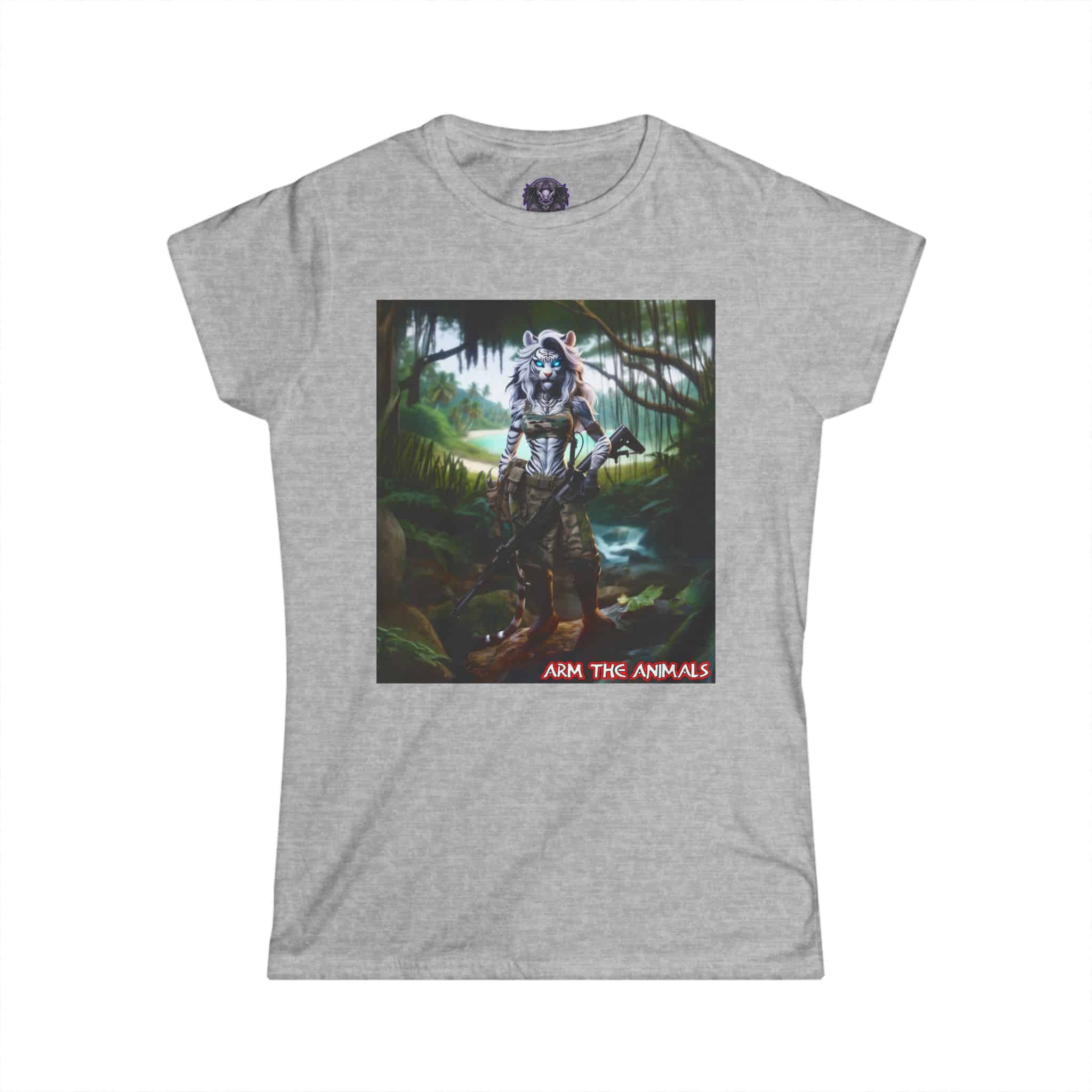 Arm The Animals: White Tiger Girl #AA-D-WT001 Women's Softstyle Tee - Image 10
