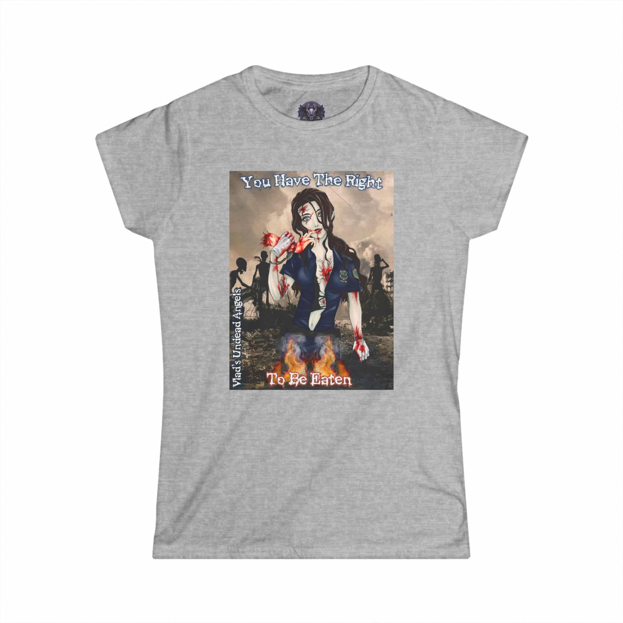 Terri Undead Angel Zombie Police Officer - Classic Art w/Text Re-Issue Women's Softstyle Tee - Image 22