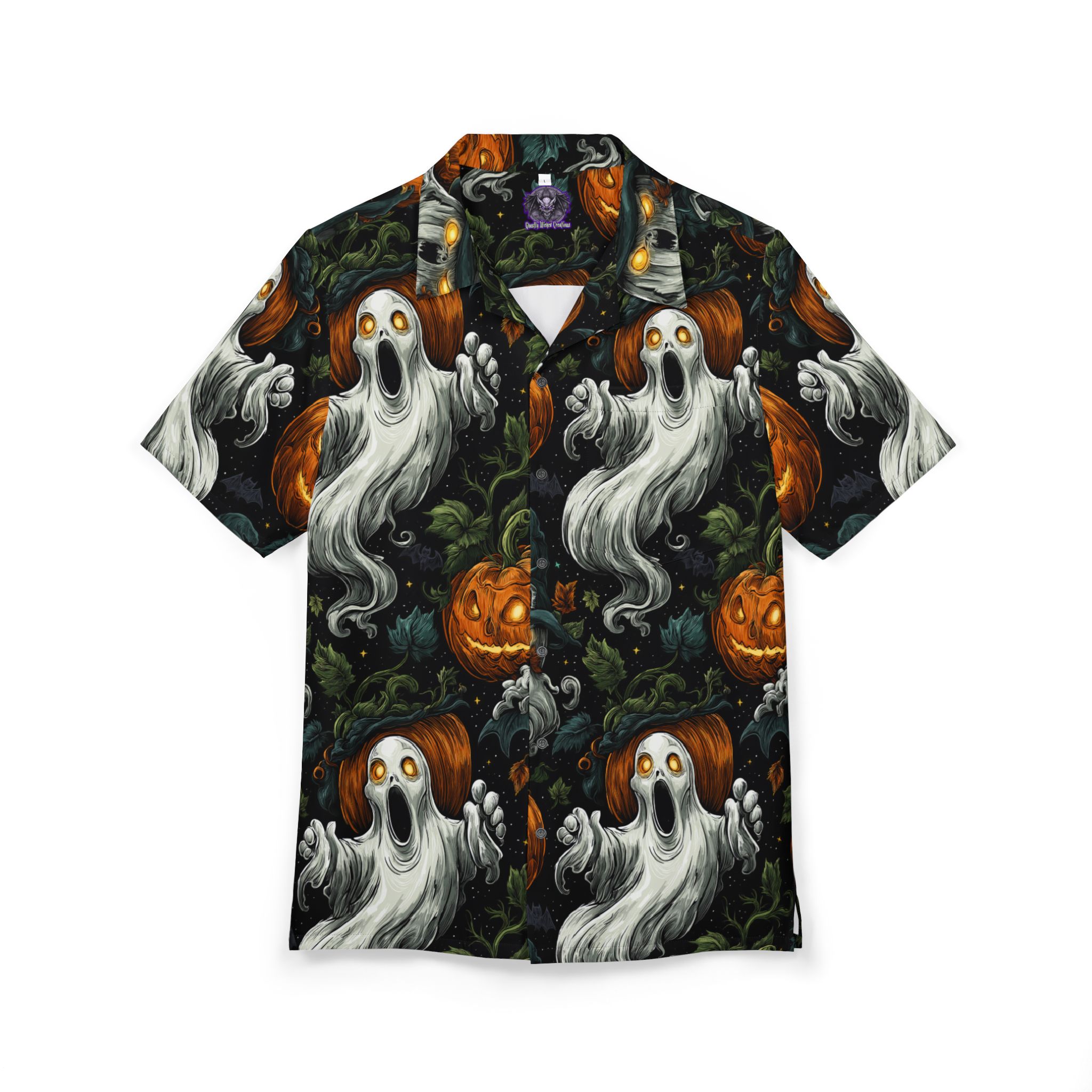 Hawaiian Shirt Ghosts & Pumpkins Pattern 1