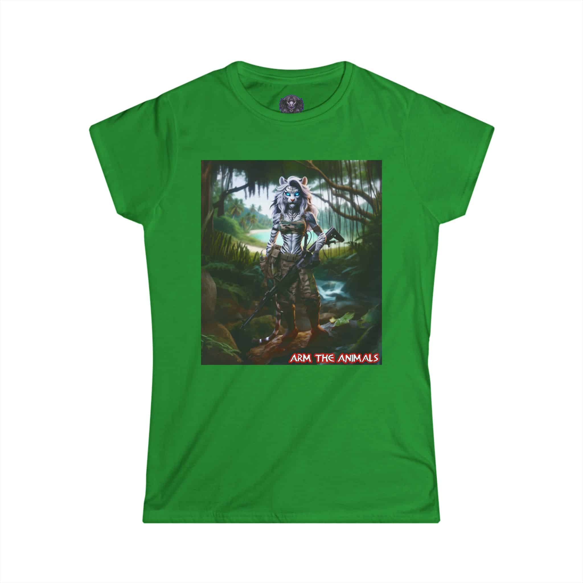 Arm The Animals: White Tiger Girl #AA-D-WT001 Women's Softstyle Tee