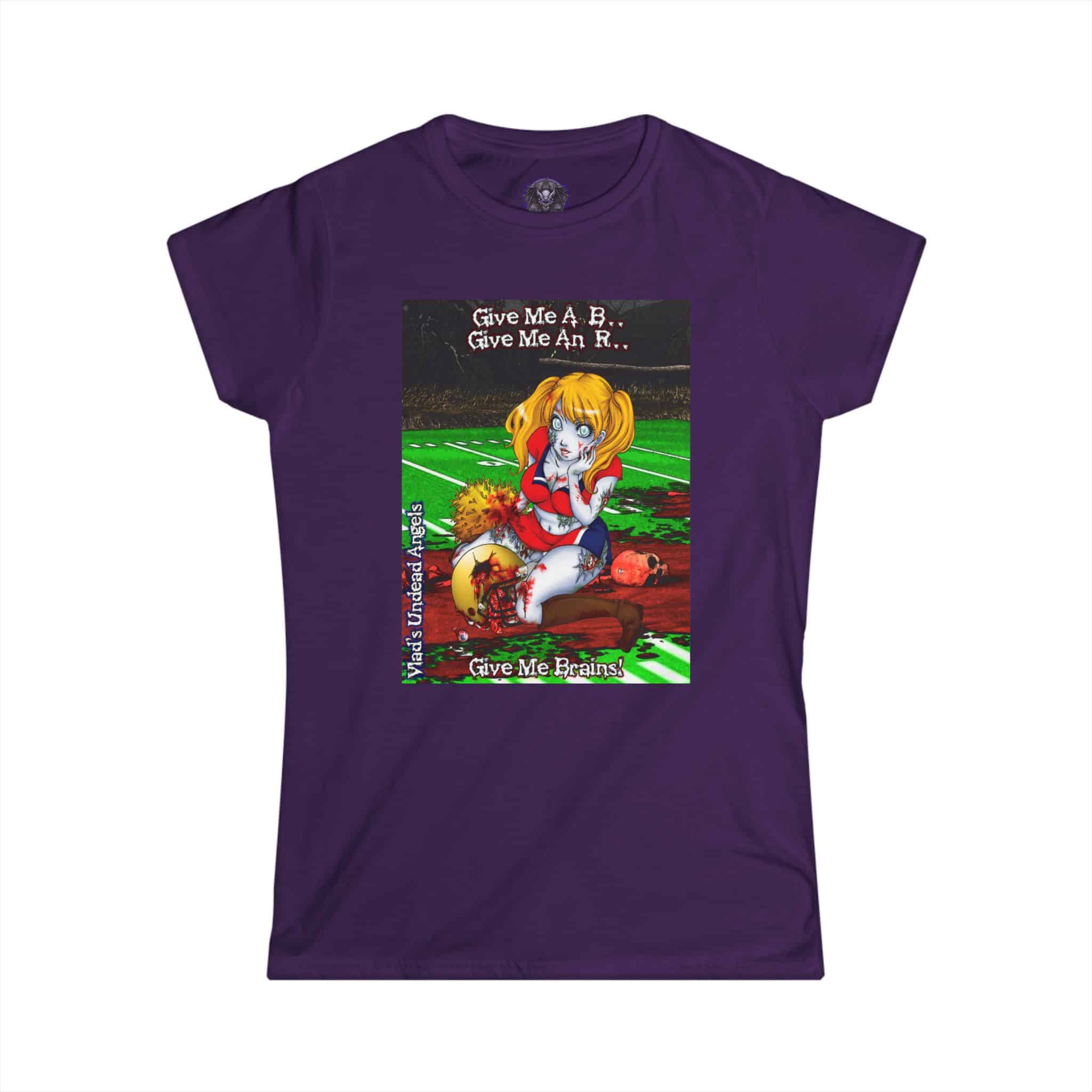 Buffy Undead Angel Zombie Cheerleader – Classic Art w/Text Re-Issue Women's Softstyle Tee - Image 9