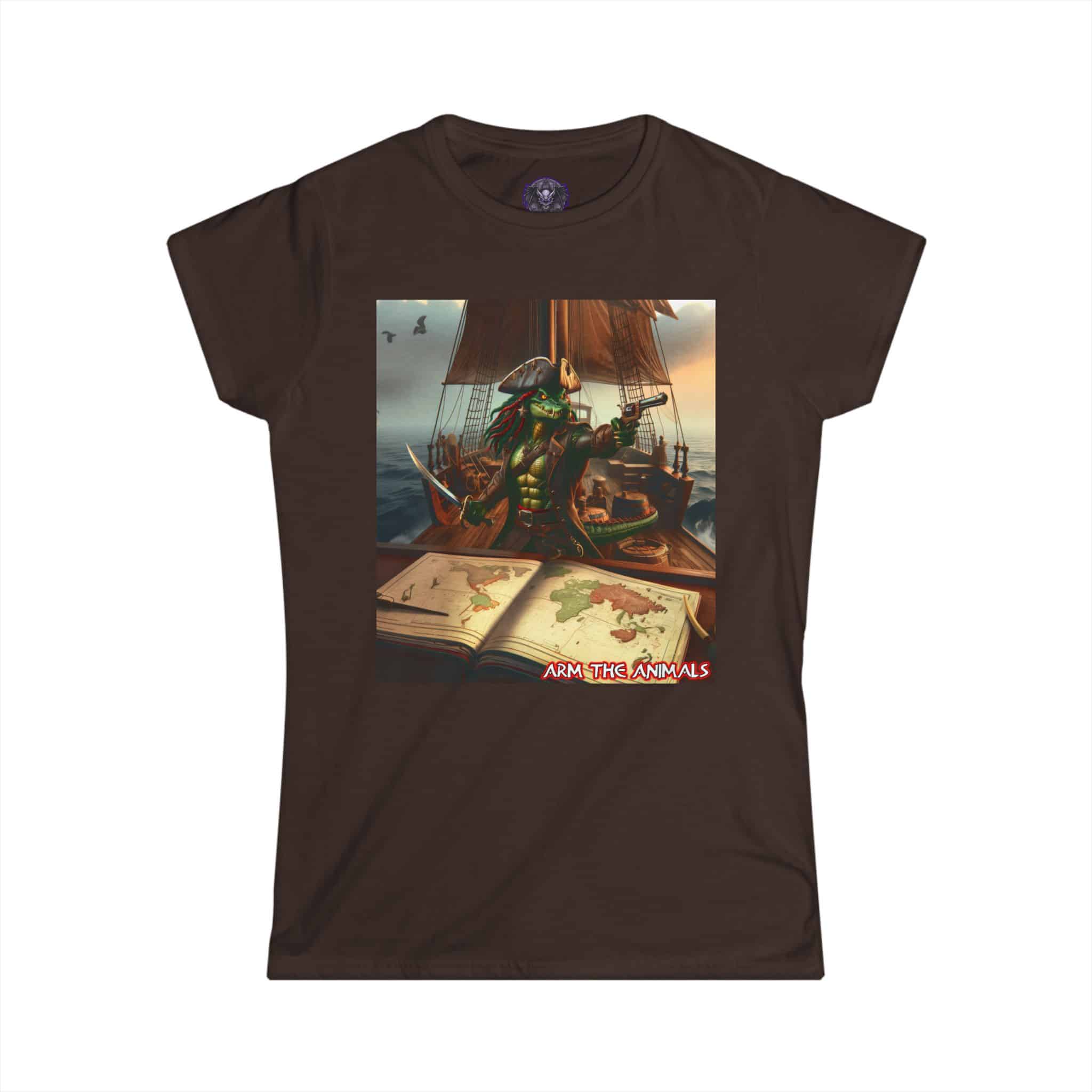 Arm The Animals: Pirate Gator Navigating #AA-D-PG002b Women's Softstyle Tee - Image 10