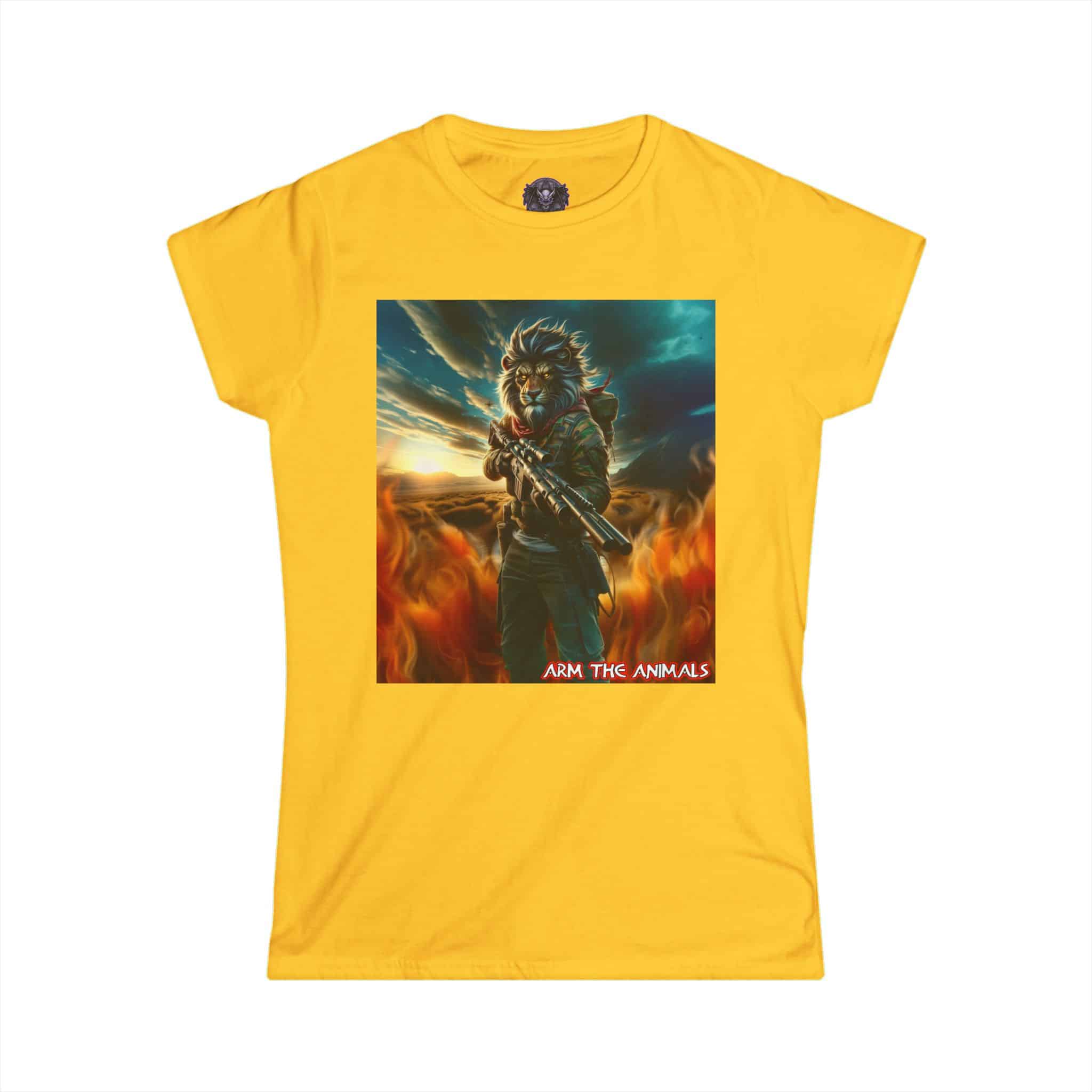 Arm The Animals: Hunter Lion #AA-D-Li001 Women's Softstyle Tee - Image 16