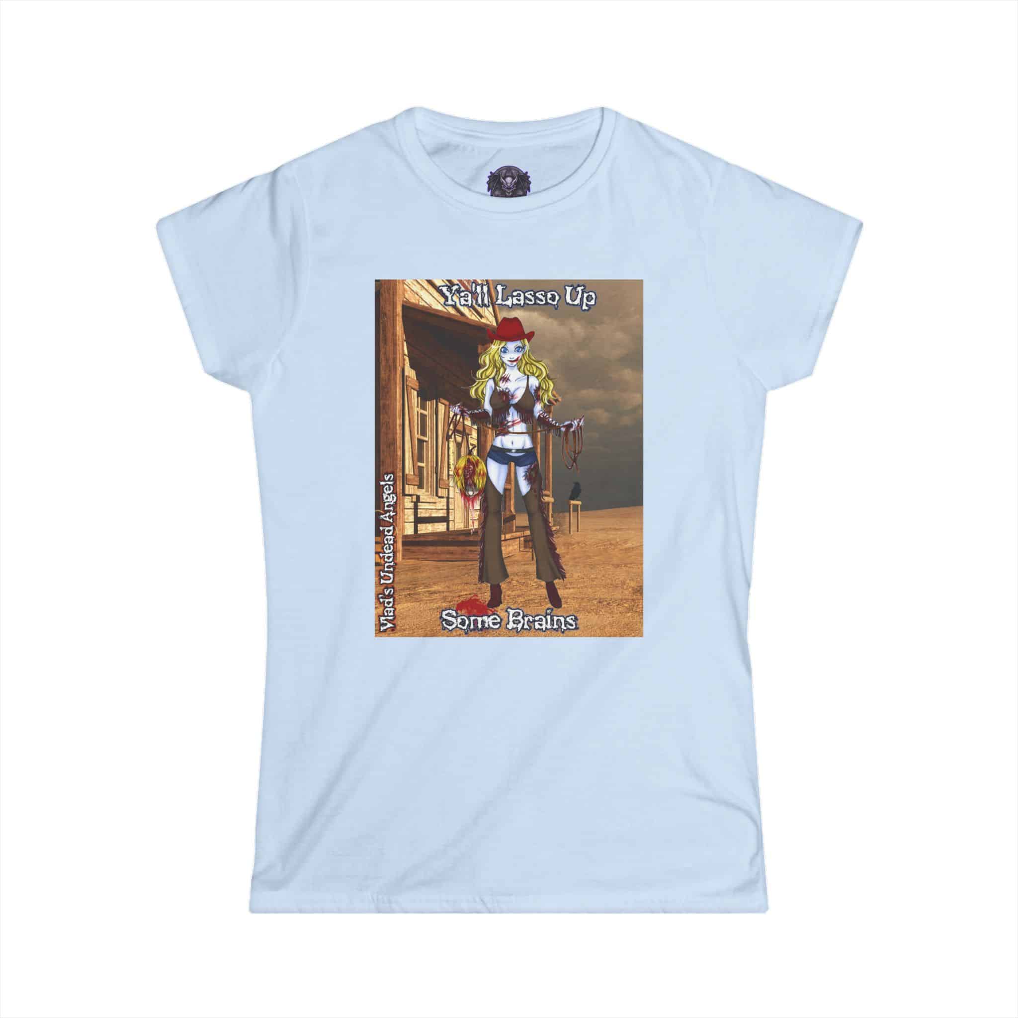 Cassidy Undead Angel Zombie Cowgirl – Classic Art w/Text Re-Issue Women's Softstyle Tee - Image 34
