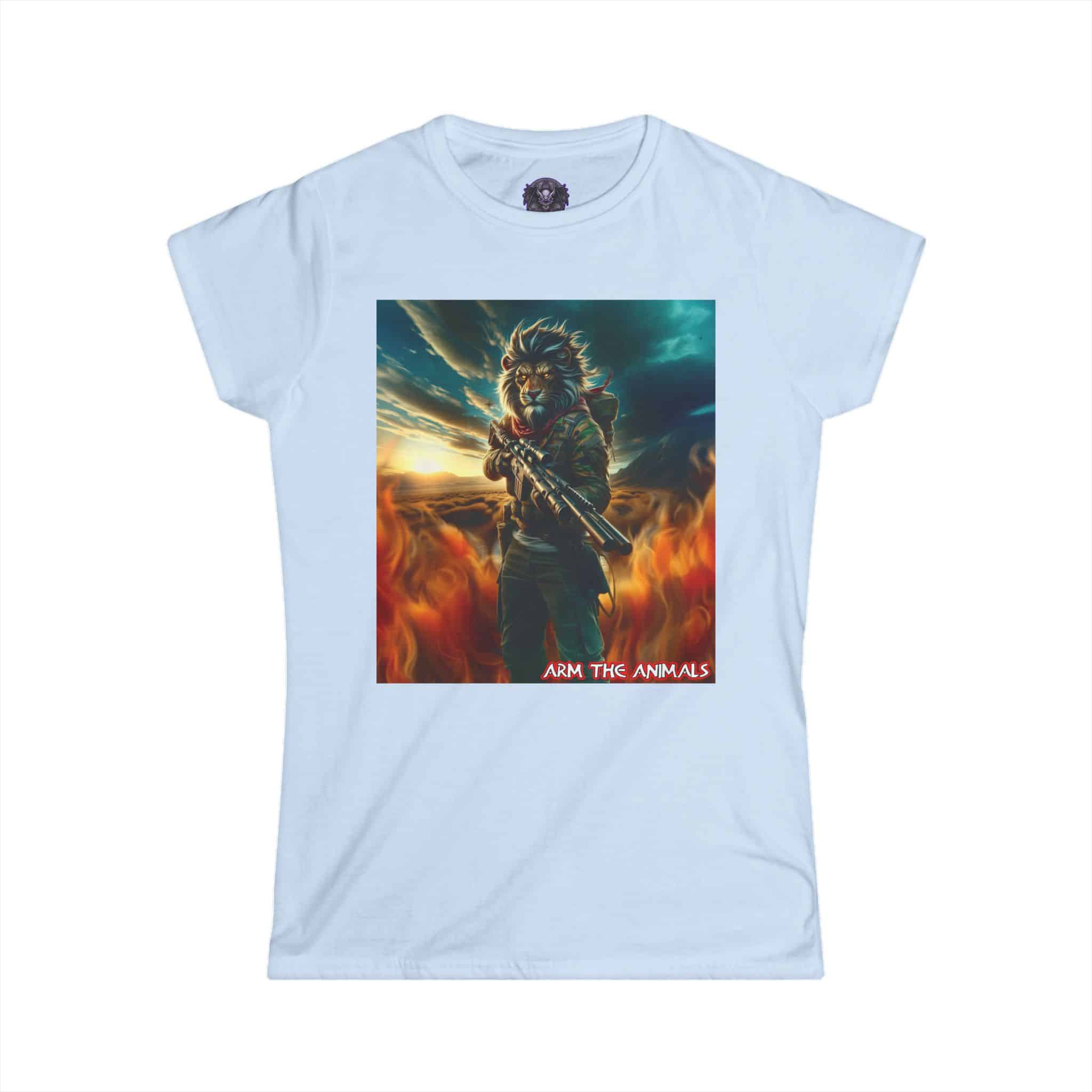 Arm The Animals: Hunter Lion #AA-D-Li001 Women's Softstyle Tee - Image 25