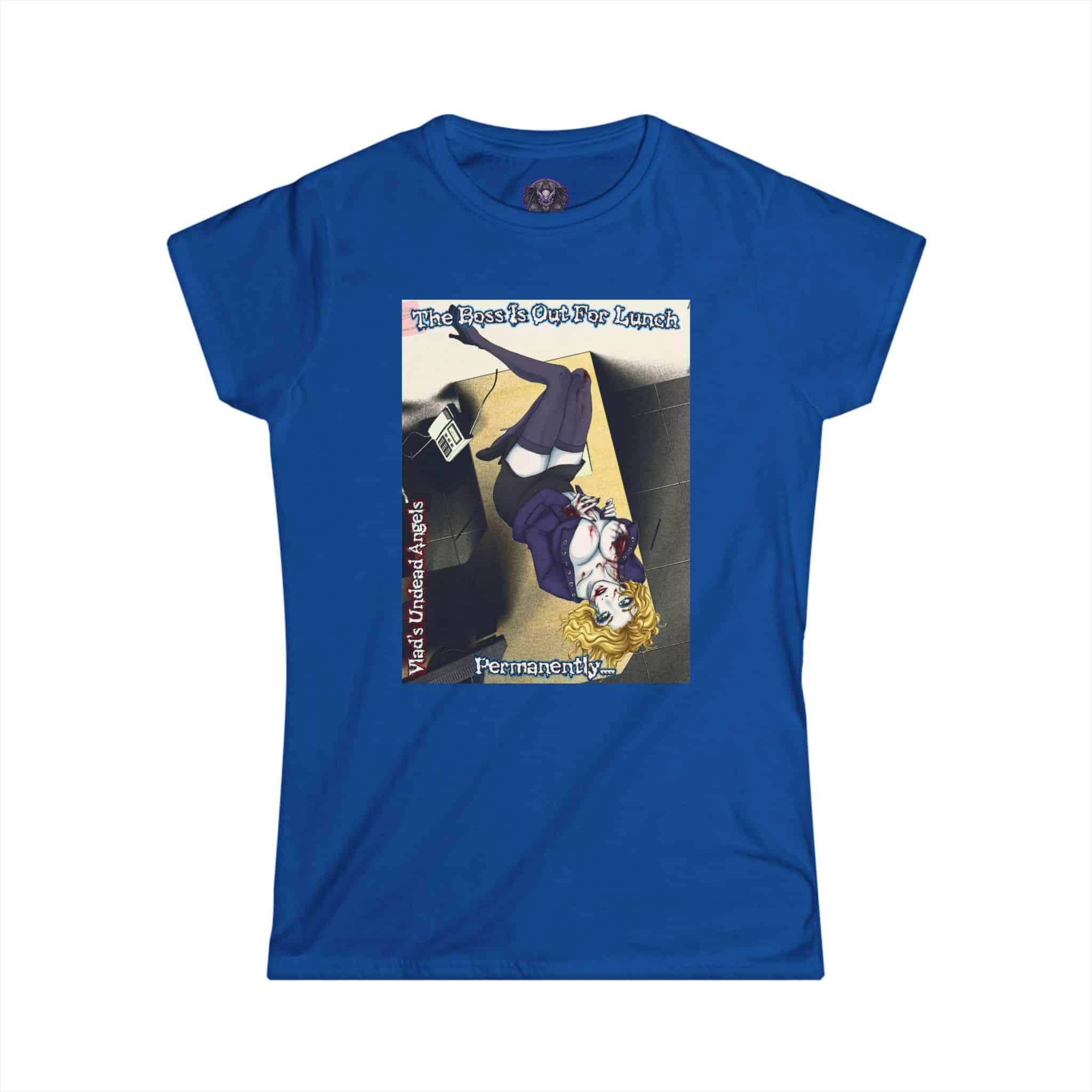 Jennifer Undead Angel Zombie Administrative Assistant – Classic Art w/Text Re-Issue Women's Softstyle Tee - Image 10