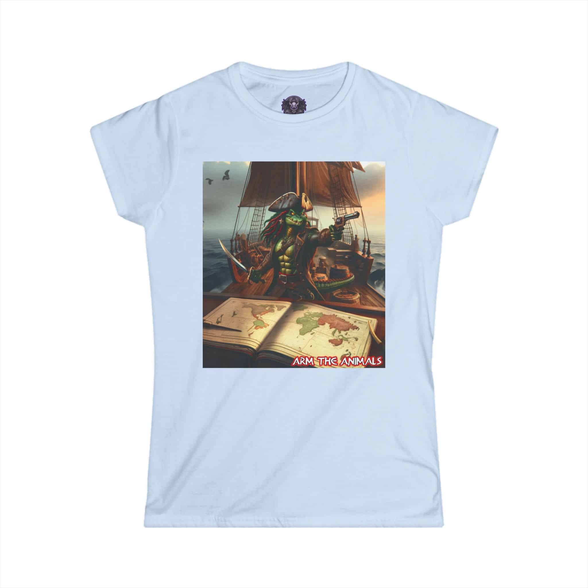 Arm The Animals: Pirate Gator Navigating #AA-D-PG002b Women's Softstyle Tee - Image 22