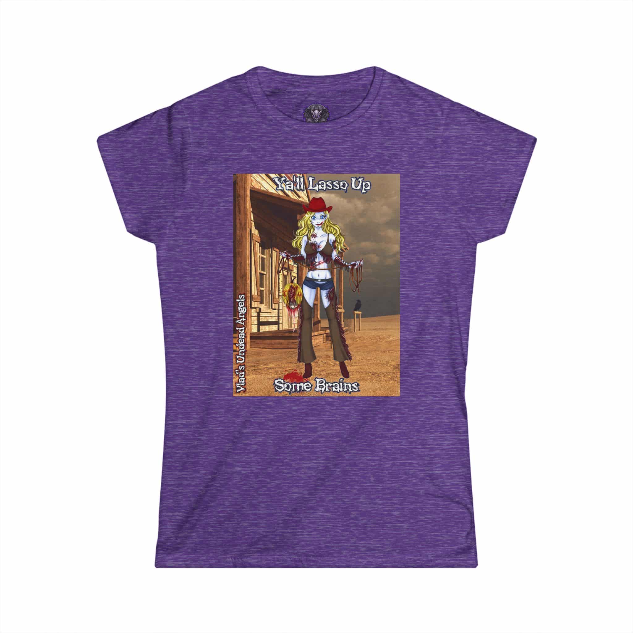 Cassidy Undead Angel Zombie Cowgirl – Classic Art w/Text Re-Issue Women's Softstyle Tee - Image 40