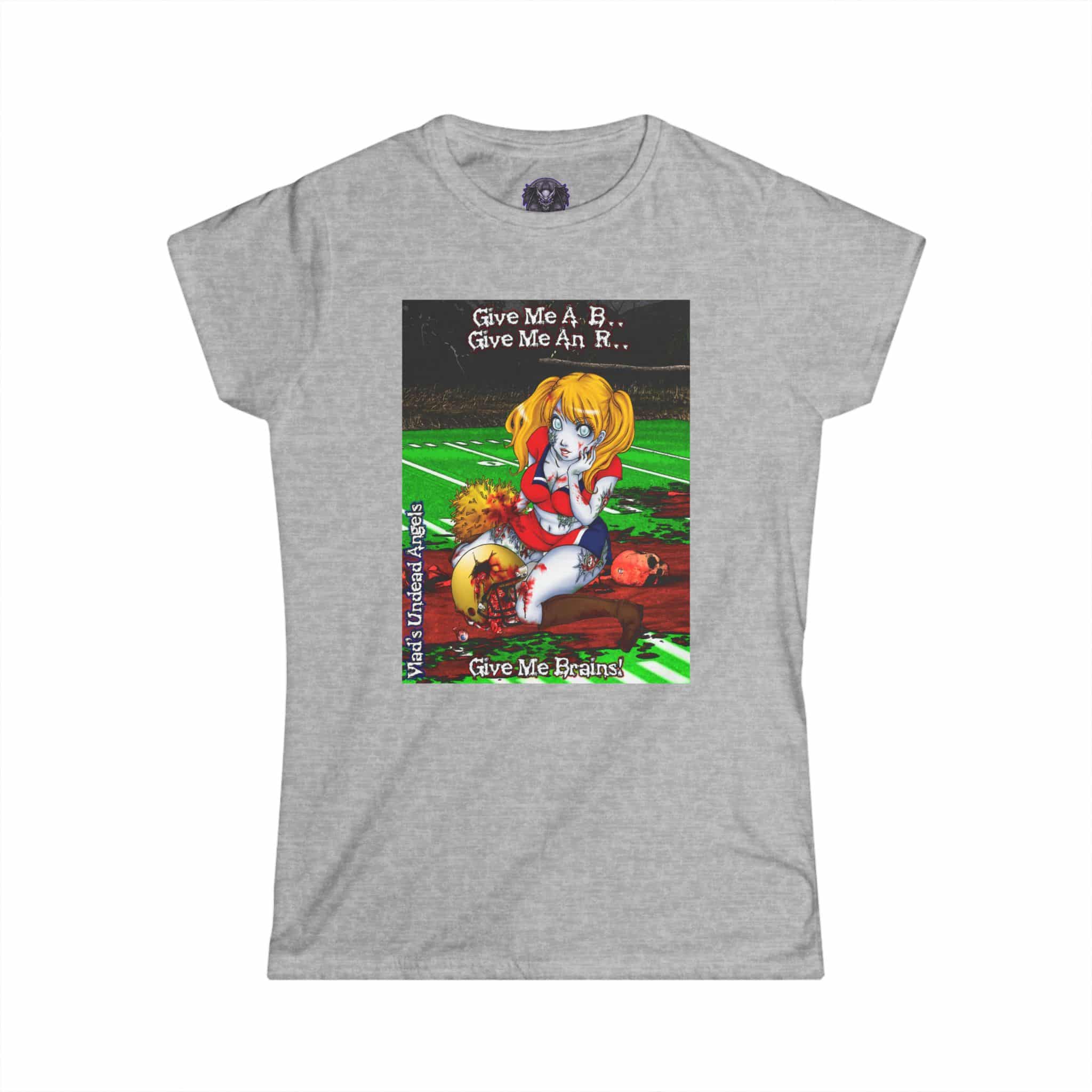 Buffy Undead Angel Zombie Cheerleader – Classic Art w/Text Re-Issue Women's Softstyle Tee - Image 15