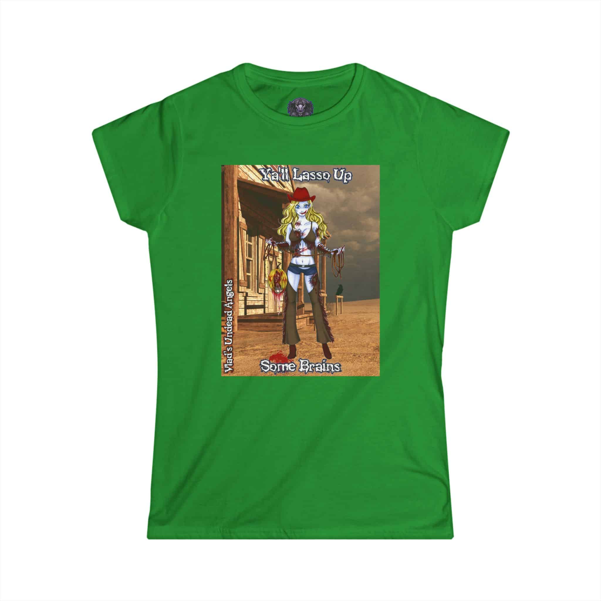 Cassidy Undead Angel Zombie Cowgirl – Classic Art w/Text Re-Issue Women's Softstyle Tee - Image 28