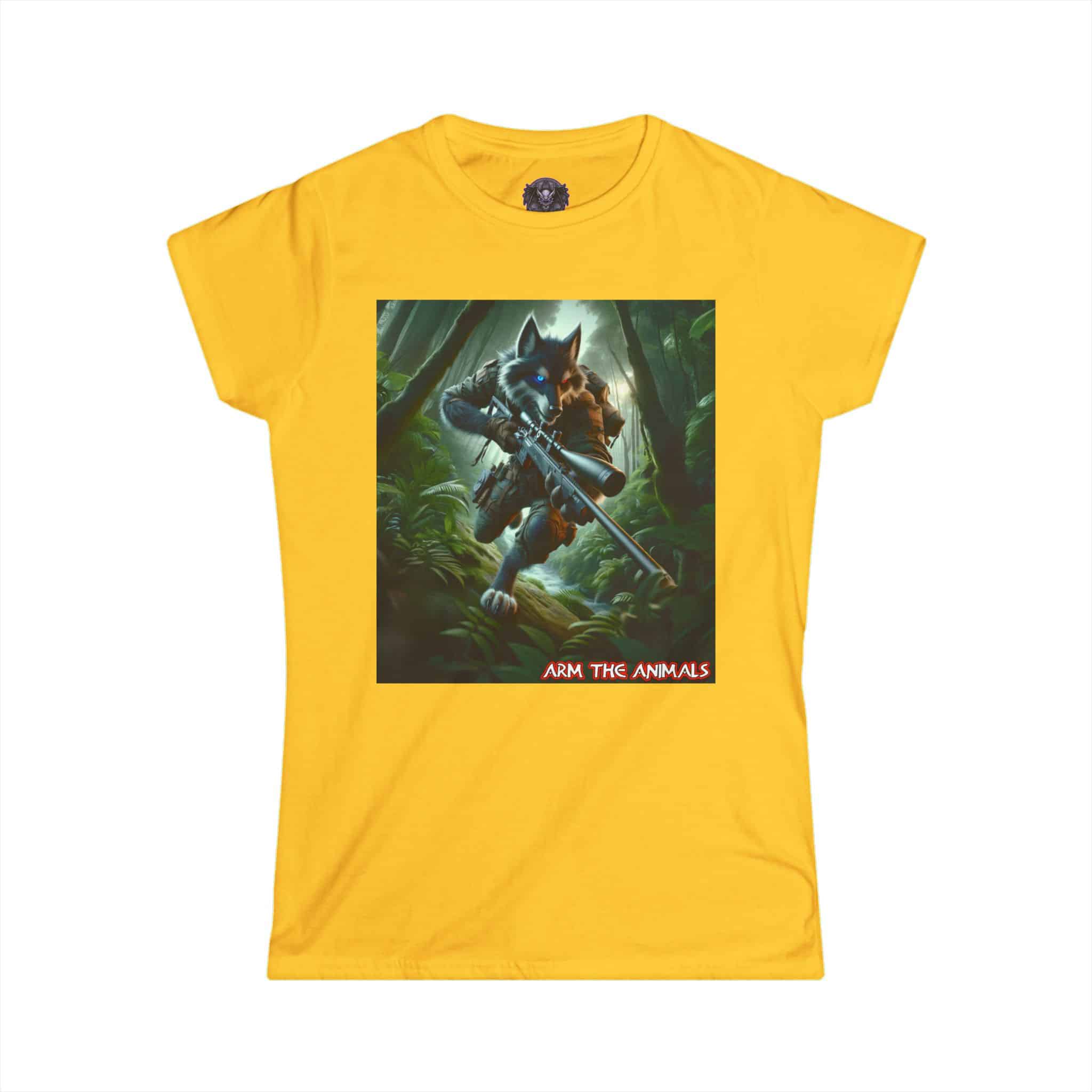 Arm The Animals: Hunter Wolf #AA-D-W001 Women's Softstyle Tee - Image 16